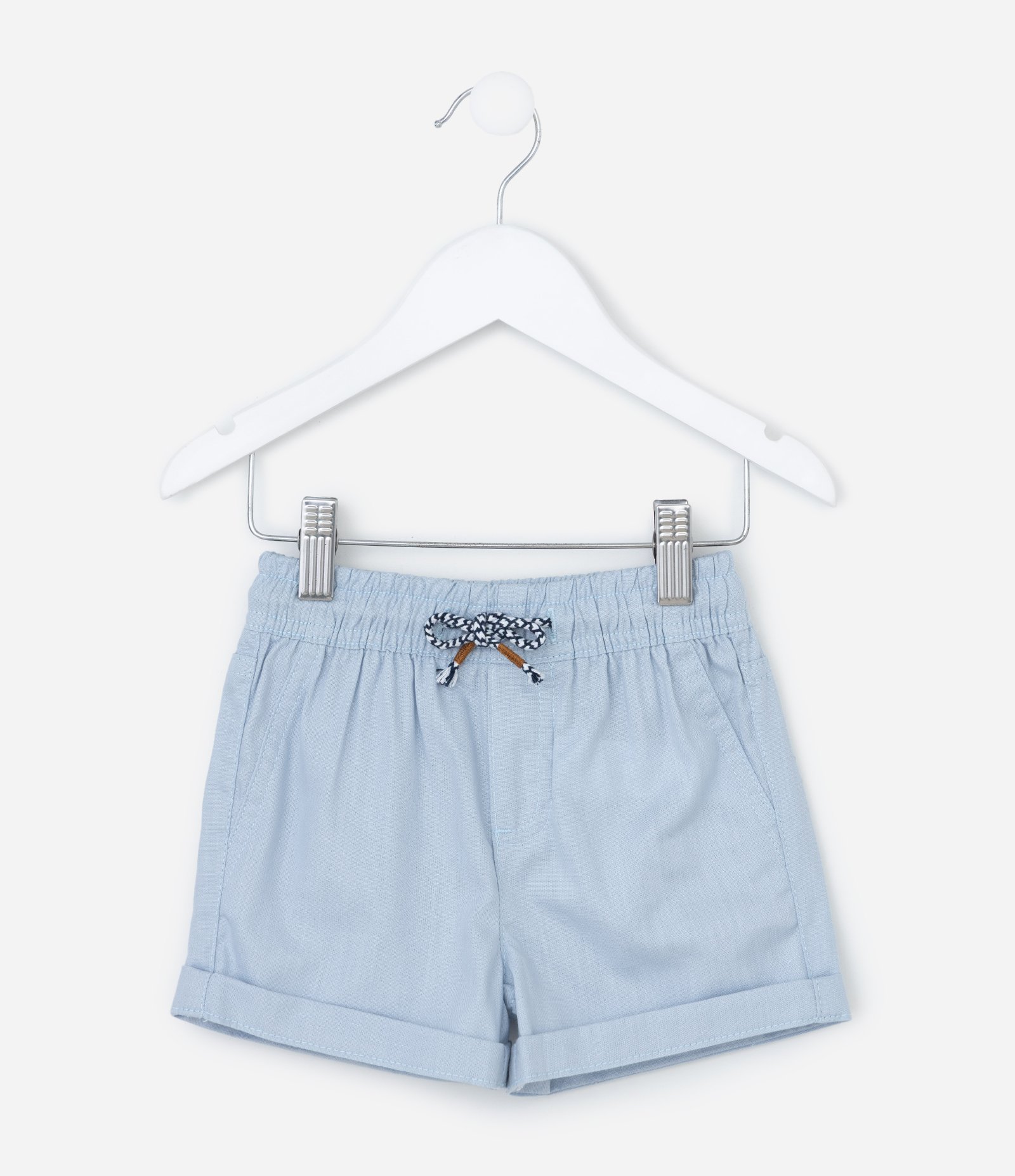Bermuda Infantil em Sarja com Cós Elástico - Tam 1 a 6 Anos Azul 1