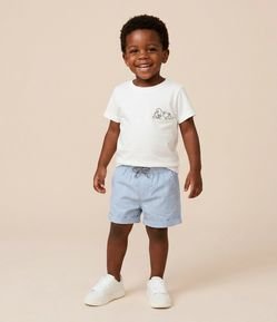 Bermuda Infantil em Sarja com Cós Elástico - Tam 1 a 6 Anos