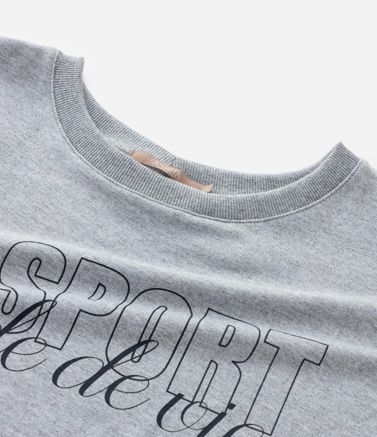 Camiseta Box em Moletom com Lettering Le Sport Curve & Plus Size Cinza 4