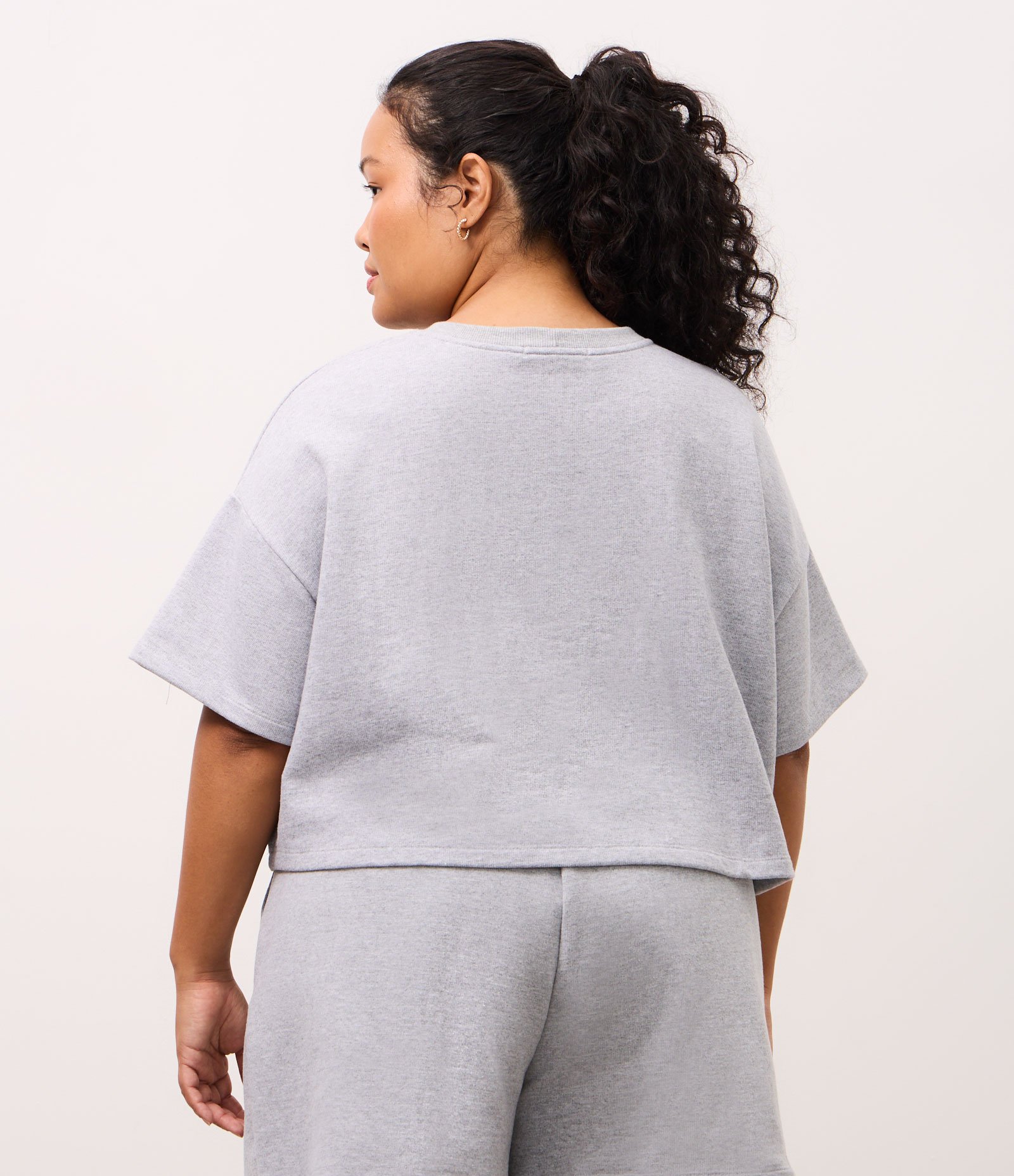 Camiseta Box em Moletom com Lettering Le Sport Curve & Plus Size Cinza 4