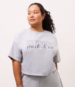 Camiseta Box em Moletom com Lettering Le Sport Curve & Plus Size