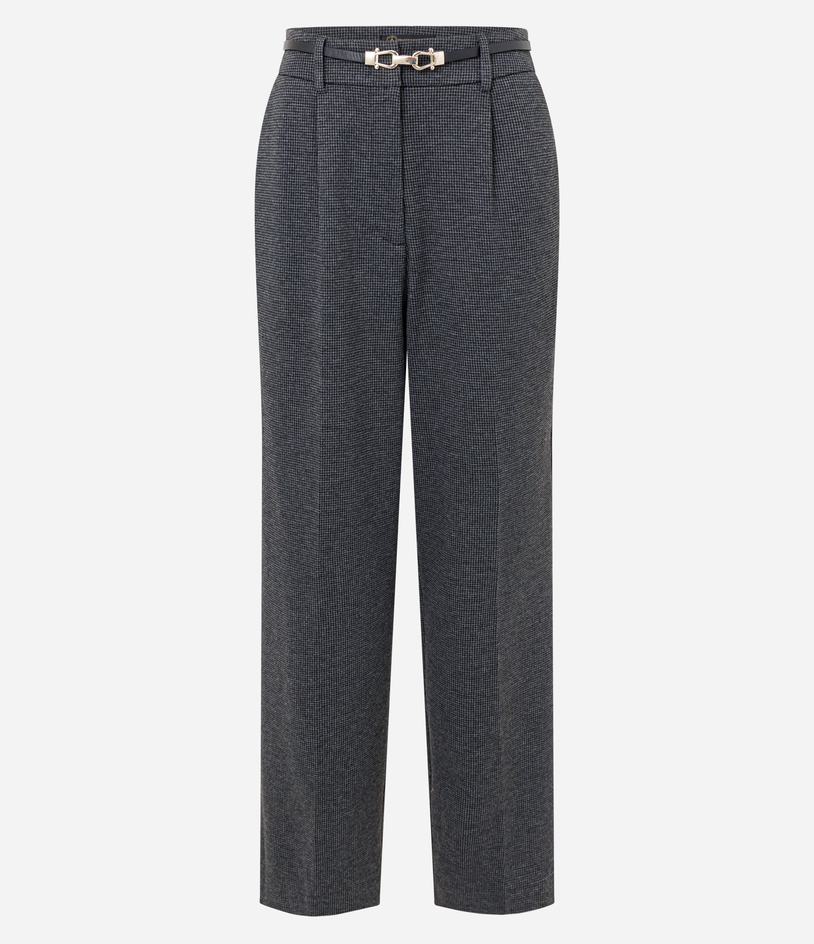 Calça Xadrez em Ponto Roma com Cinto Fino Cinza 5