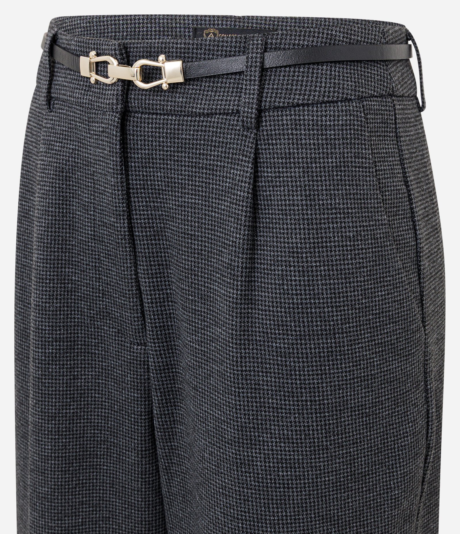 Calça Xadrez em Ponto Roma com Cinto Fino Cinza 6