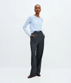 Calça Xadrez em Ponto Roma com Cinto Fino