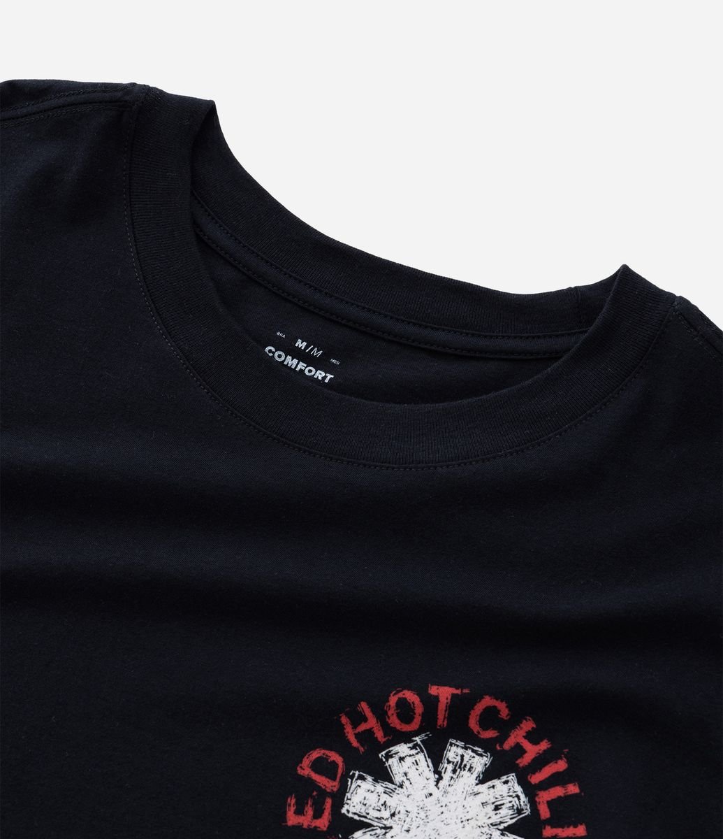 Camiseta Comfort em Algodão com Estampa Red Hot Chili Peppers Preto