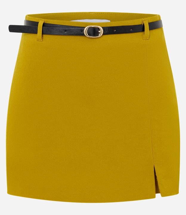 Short Saia em Bengaline com Cinto e Fenda Frontal