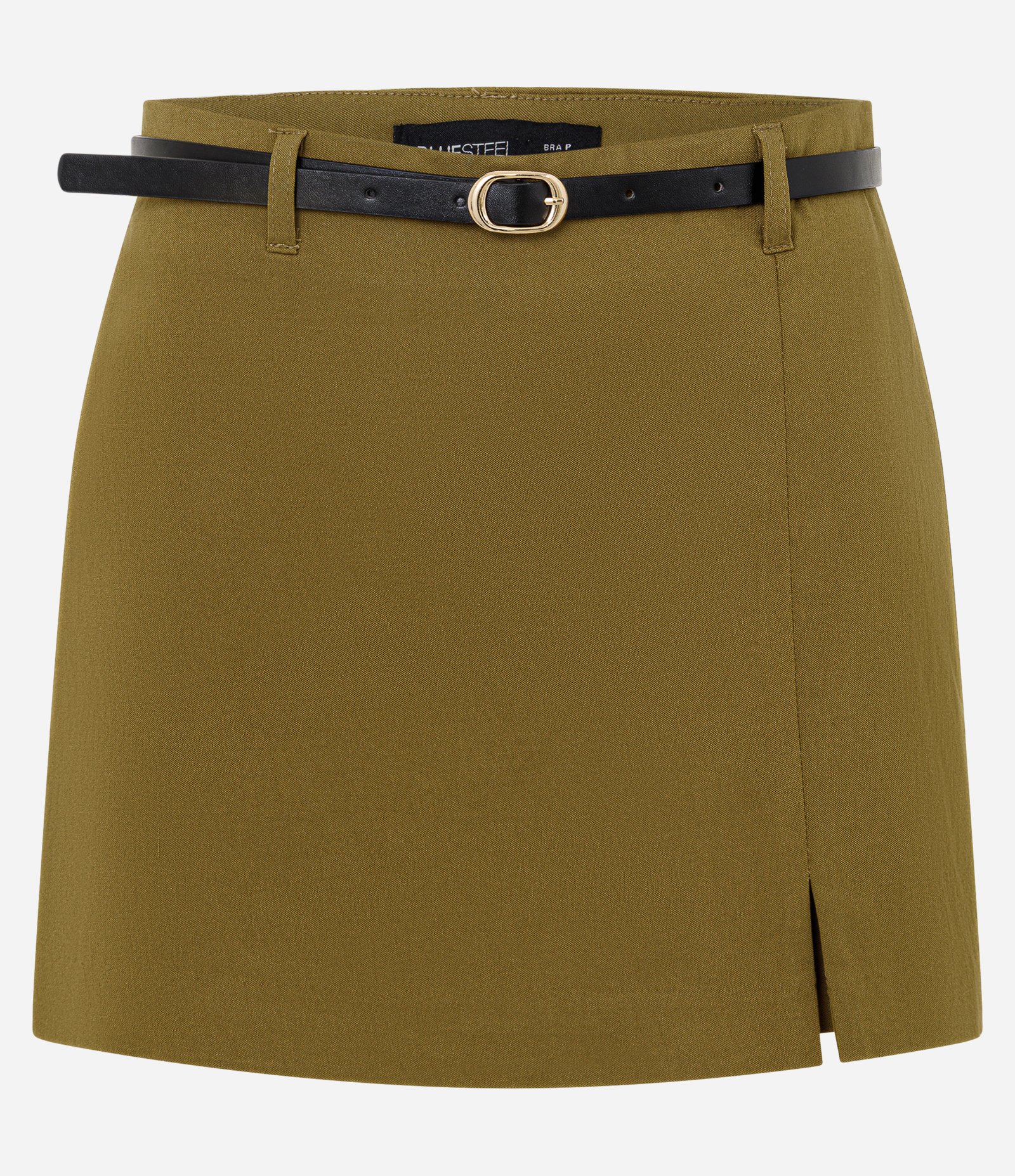 Short Saia em Bengaline com Cinto e Fenda Frontal Verde Escuro 5