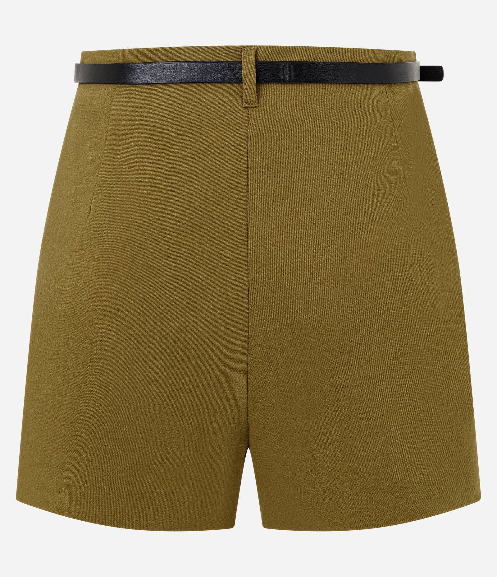 Short Saia em Bengaline com Cinto e Fenda Frontal Verde Escuro 6