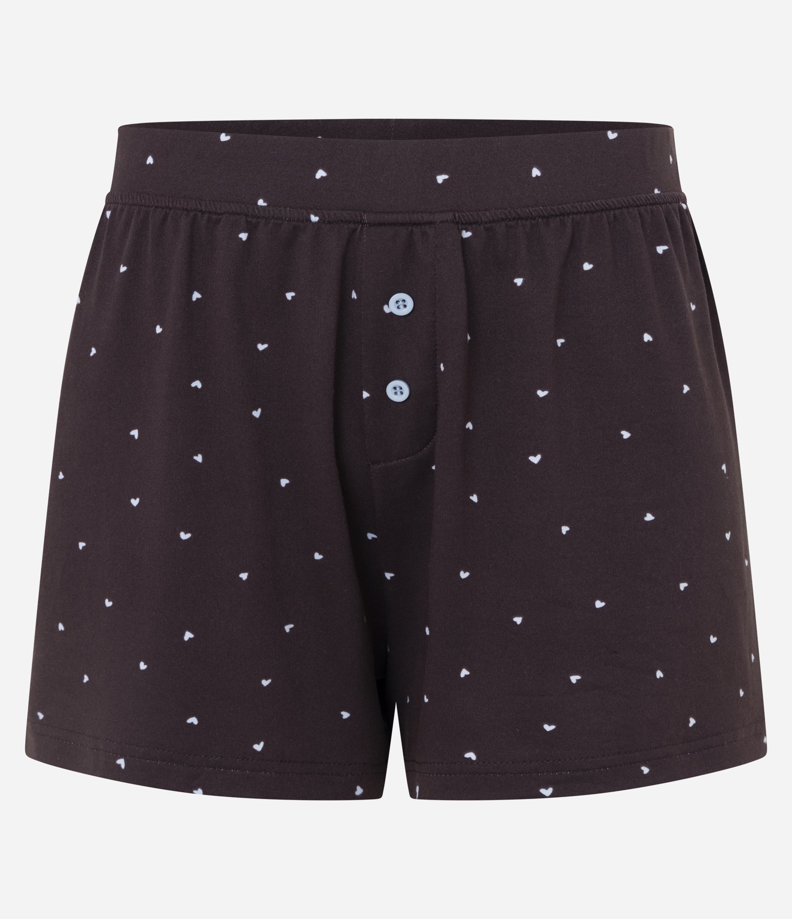 Short de Pijama em Peach Touch com Estampa de Coração Marrom 1