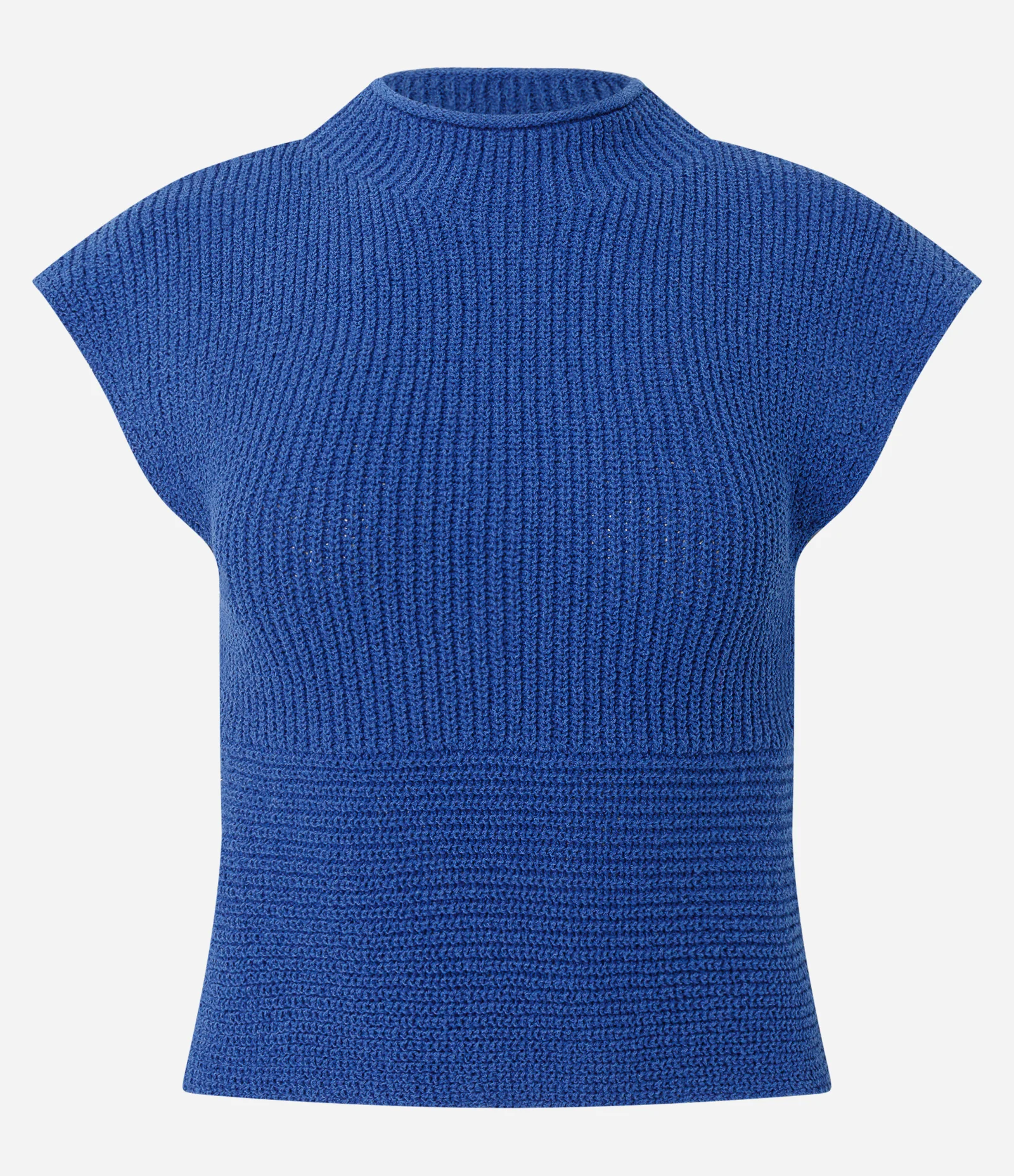 Blusa Cropped em Tricô Texturizado com Ombreira Azul 5
