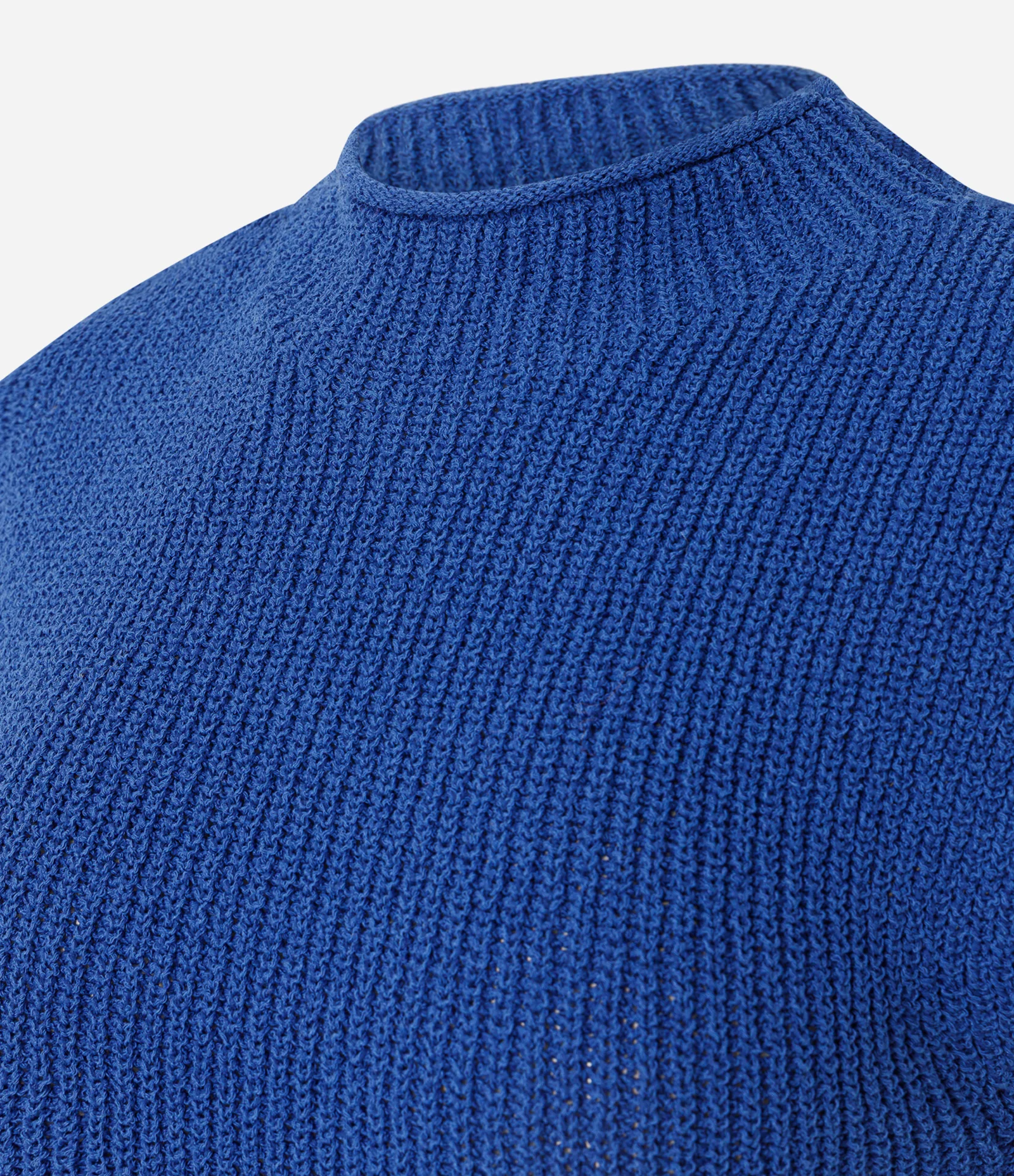 Blusa Cropped em Tricô Texturizado com Ombreira Azul 6