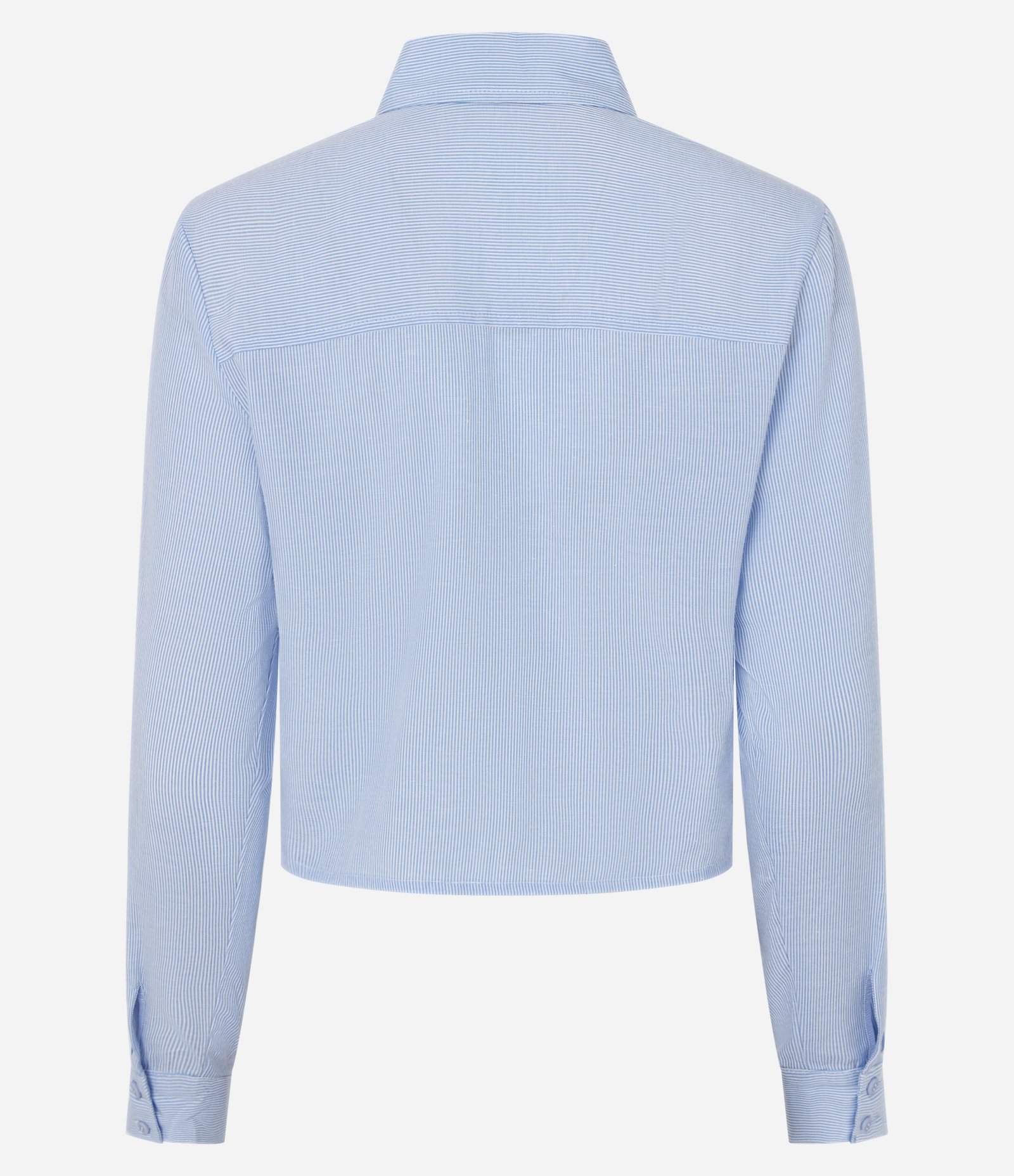 Camisa Cropped Listrada em Tricoline com Estampa Champion Azul 6