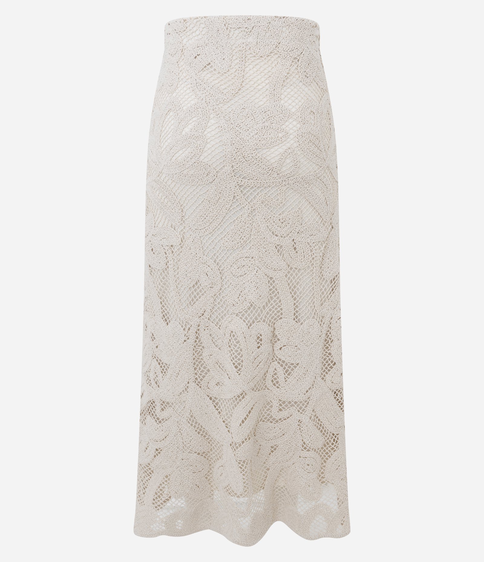 Saia Midi Evasê em Tricô Texturizado Bege 3