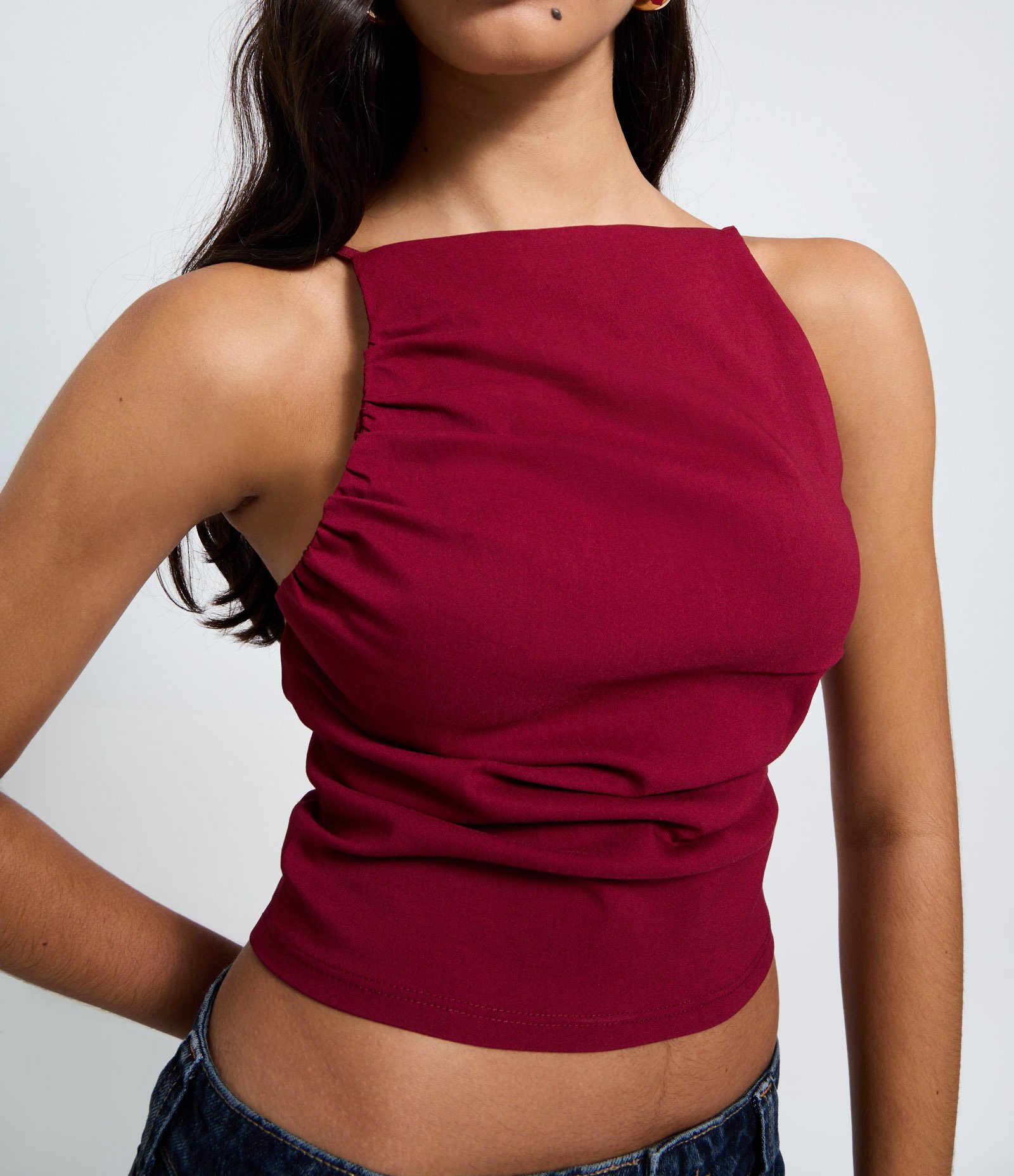 Blusa Regular em Bengaline com Amarração nas Costas Vermelho 2
