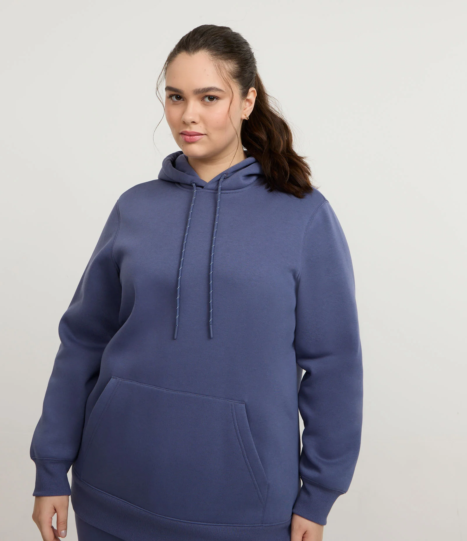 Casaco Fechado Esportivo em Moletom com Felpa e Capuz Curve & Plus Size Azul 2