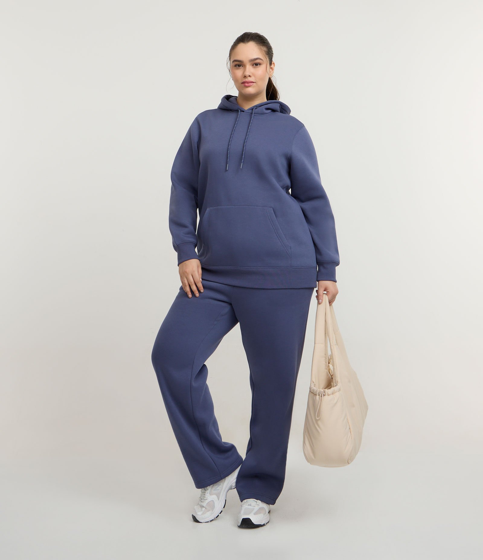 Casaco Fechado Esportivo em Moletom com Felpa e Capuz Curve & Plus Size Azul 3