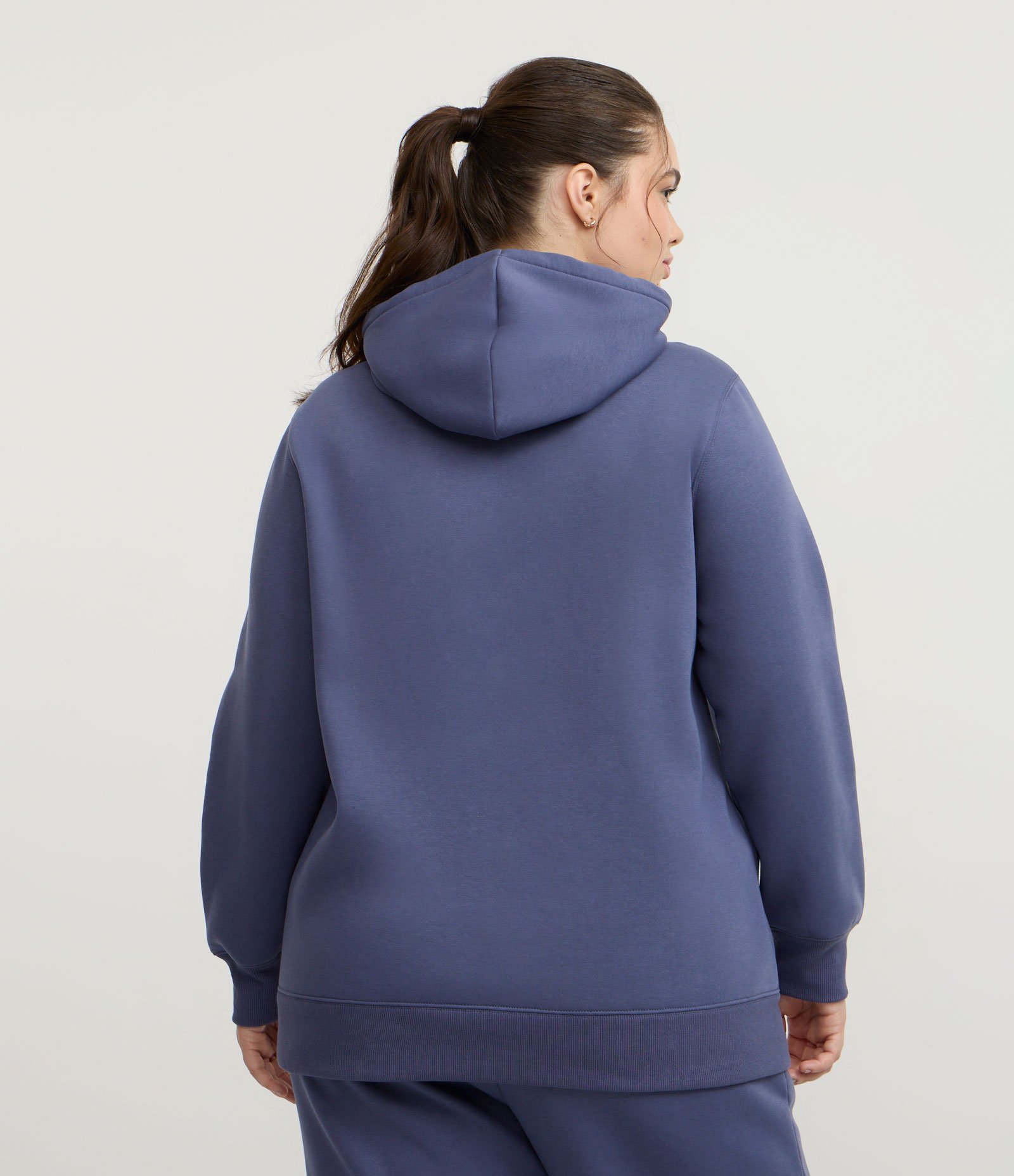 Casaco Fechado Esportivo em Moletom com Felpa e Capuz Curve & Plus Size Azul 4