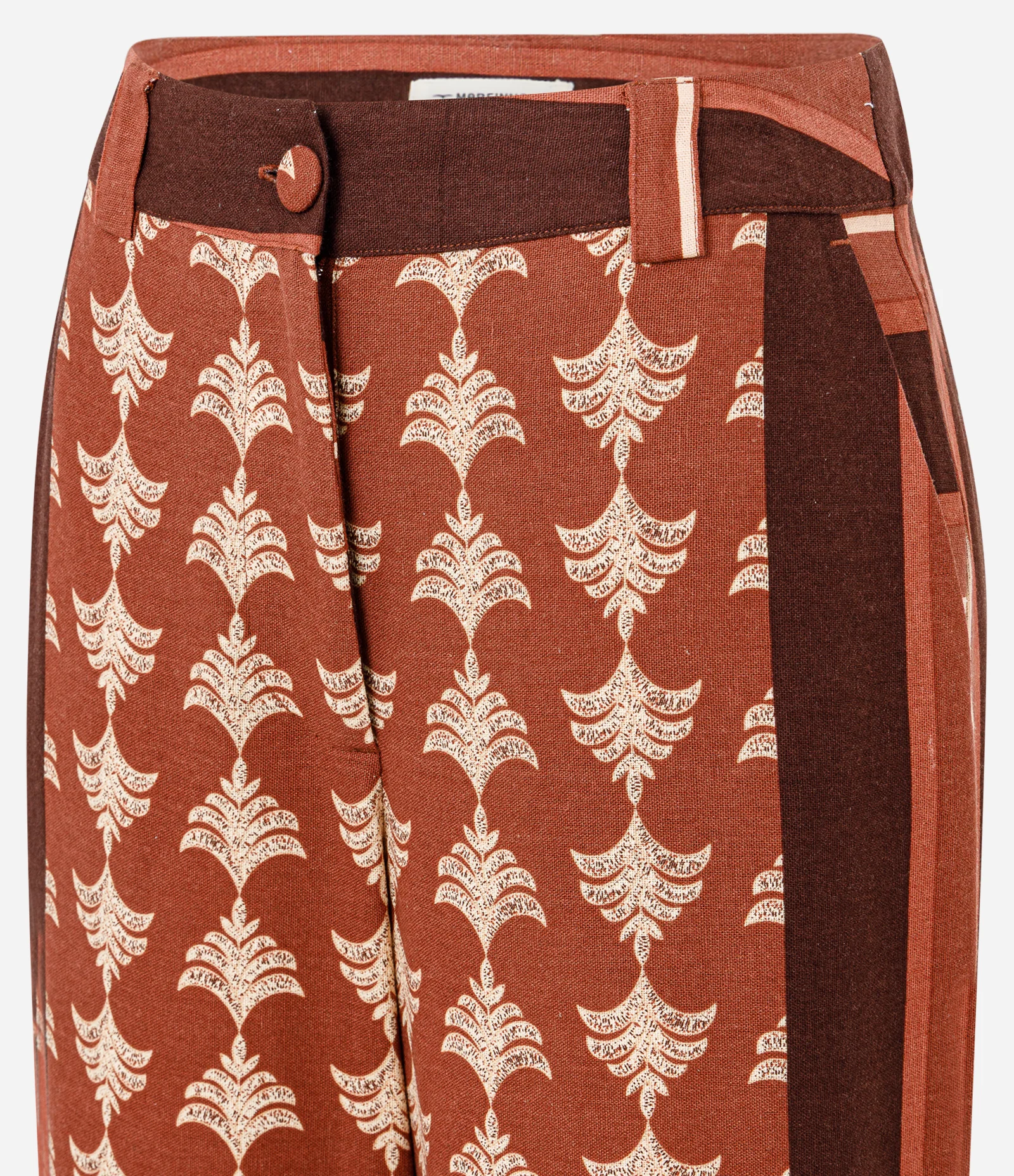 Calça Reta em Viscolinho com Estampa Abstrata Laranja 6