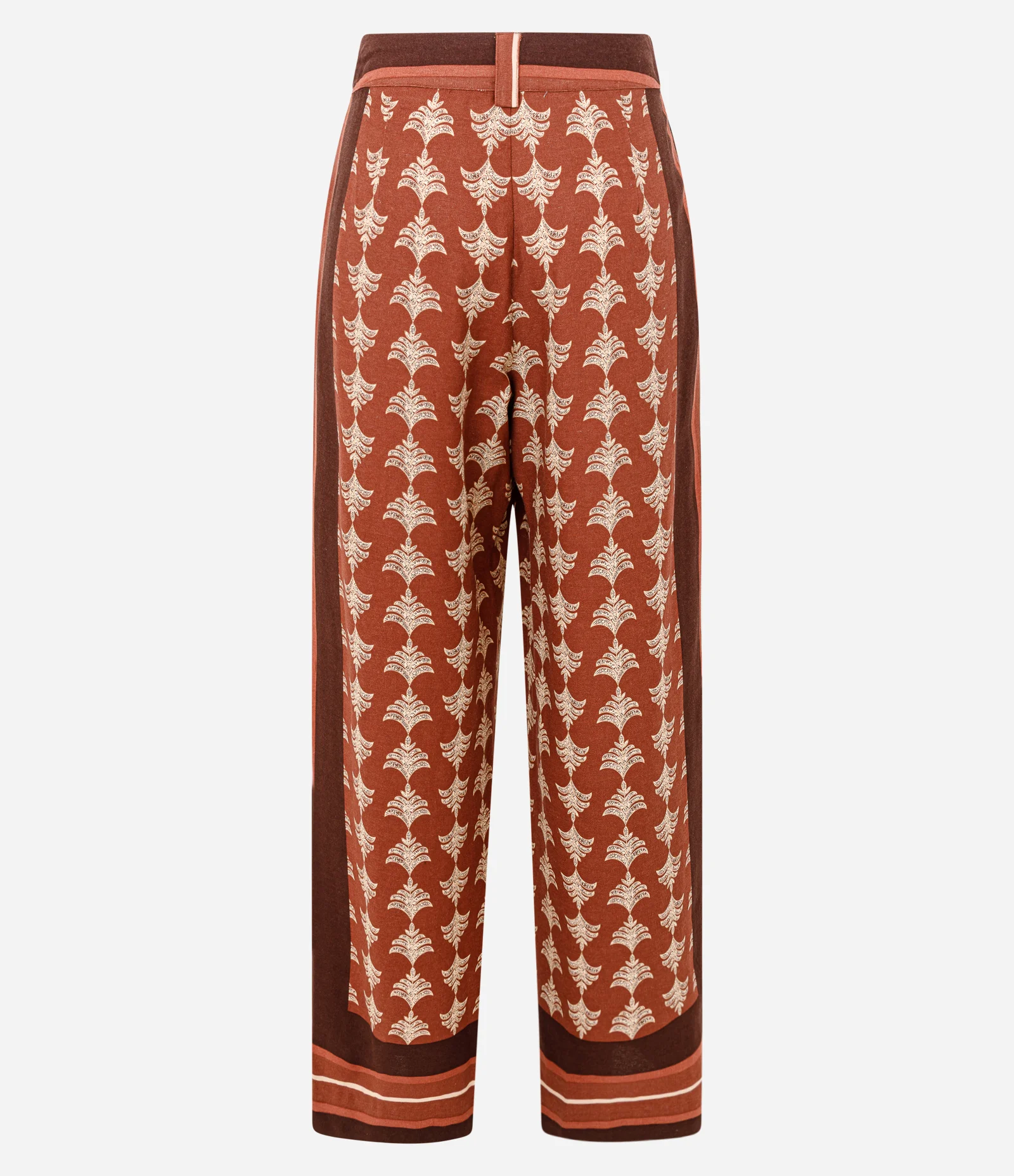 Calça Reta em Viscolinho com Estampa Abstrata Laranja 7