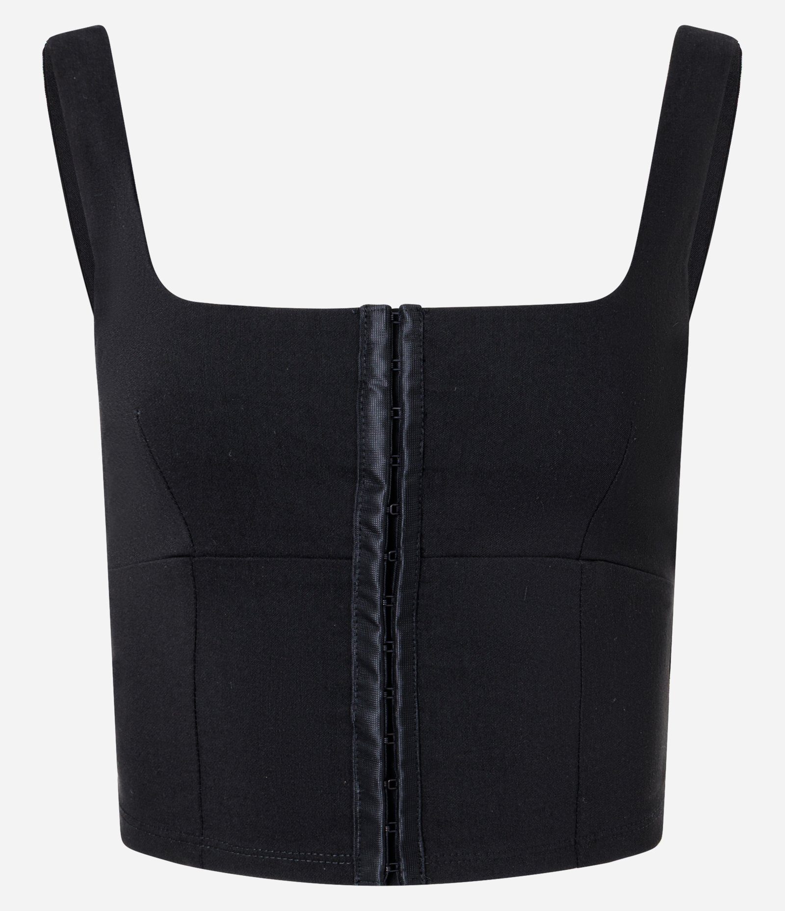 Blusa Corsetada em Bengaline com Fecho Frontal Preto 4