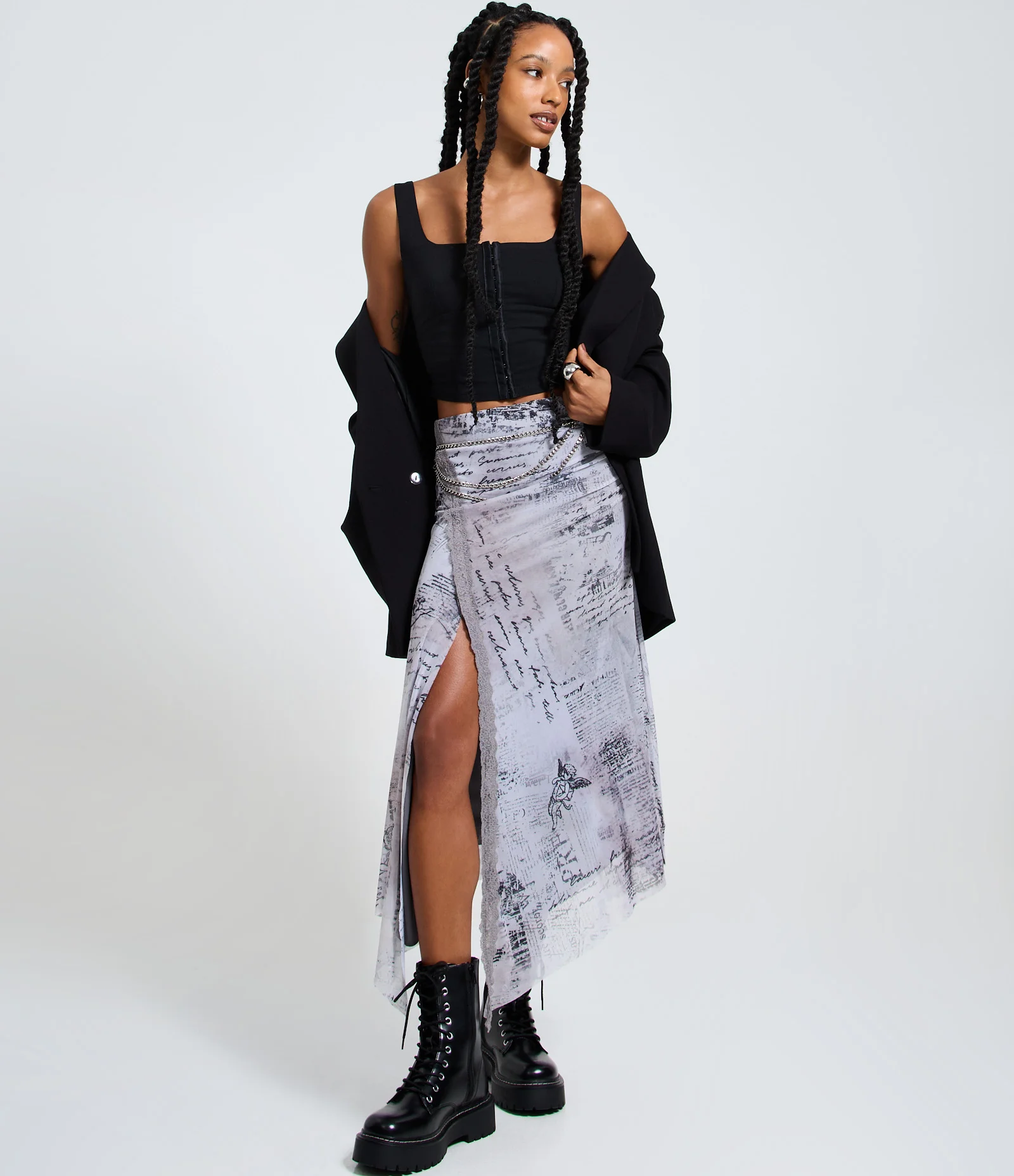 Blusa Corsetada em Bengaline com Fecho Frontal Preto 2