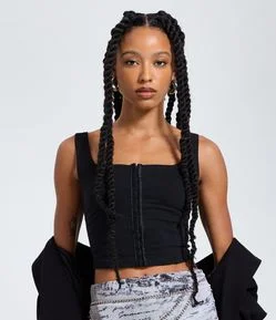 Blusa Corsetada em Bengaline com Fecho Frontal