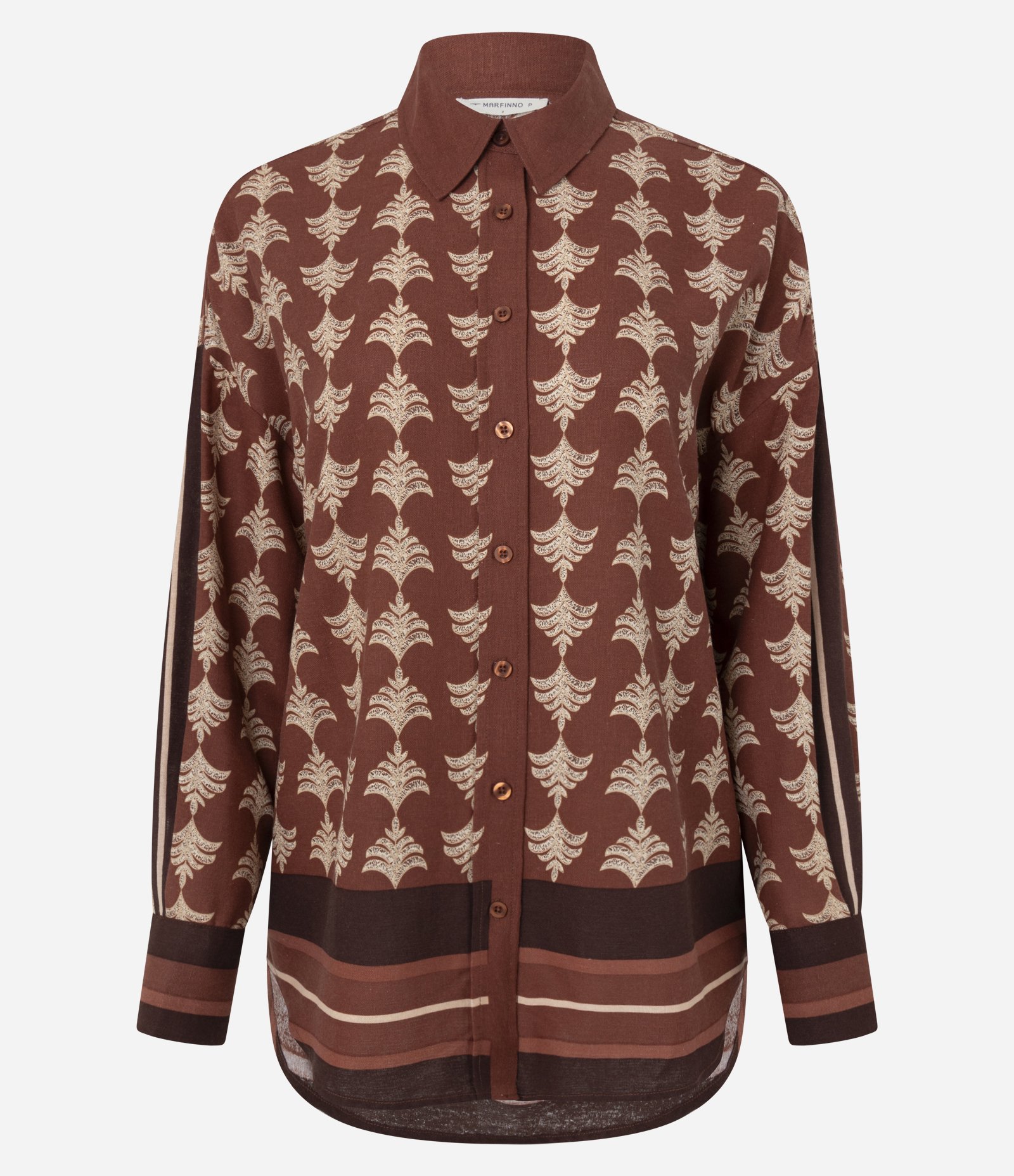 Camisa em Viscolinho com Estampa Abstrata Laranja 6