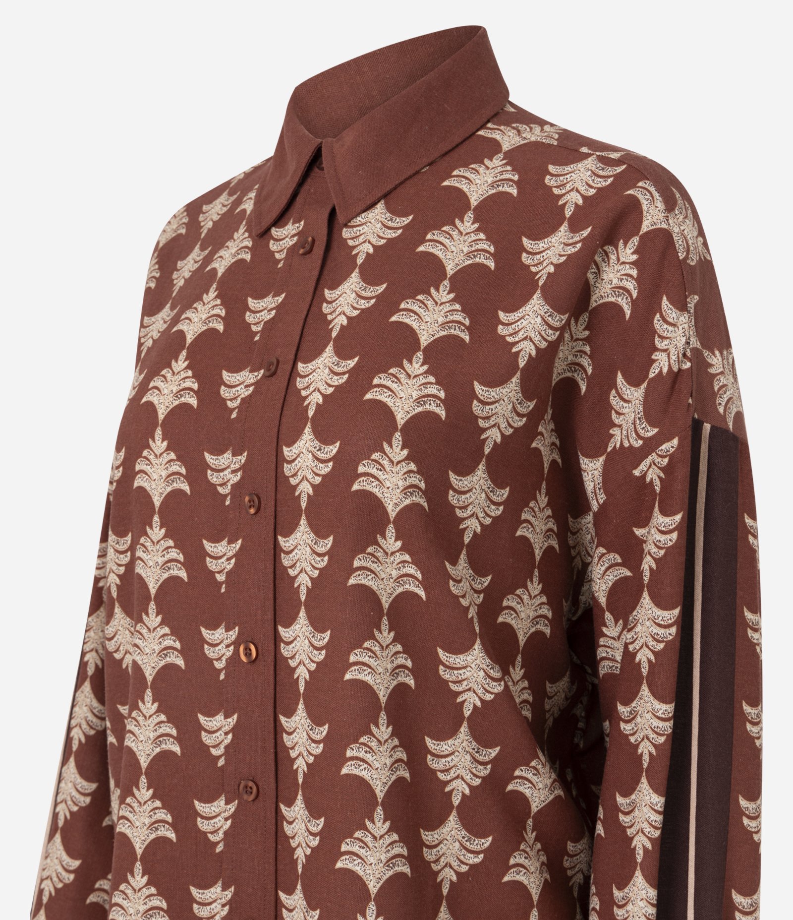 Camisa em Viscolinho com Estampa Abstrata Laranja 7