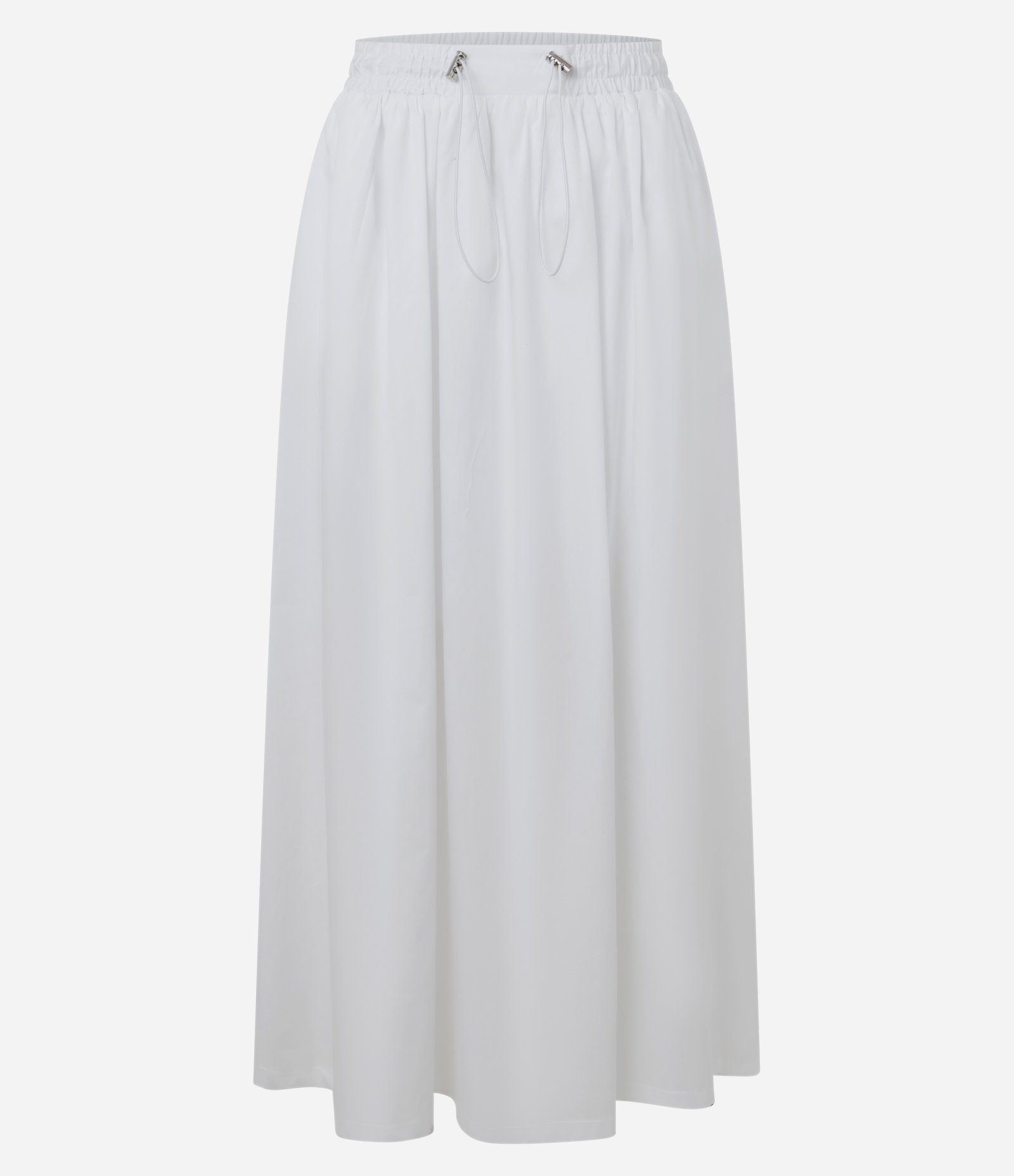 Saia Midi em Algodão com Cós Elástico Branco 1