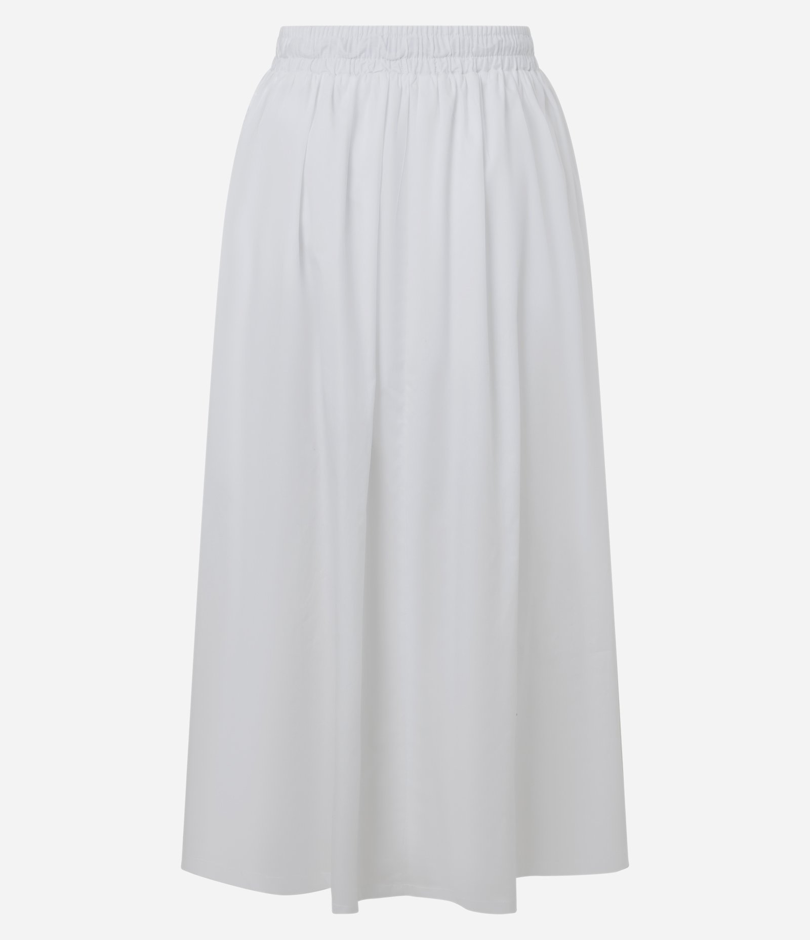 Saia Midi em Algodão com Cós Elástico Branco 2