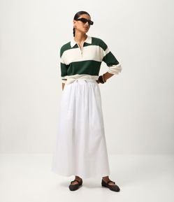 Saia Midi em Algodão com Cós Elástico