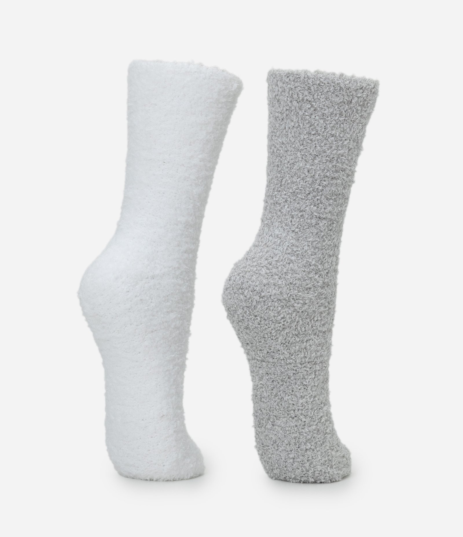 Kit 02 Meias Cano Alto em Chenille Cinza/Branco 3