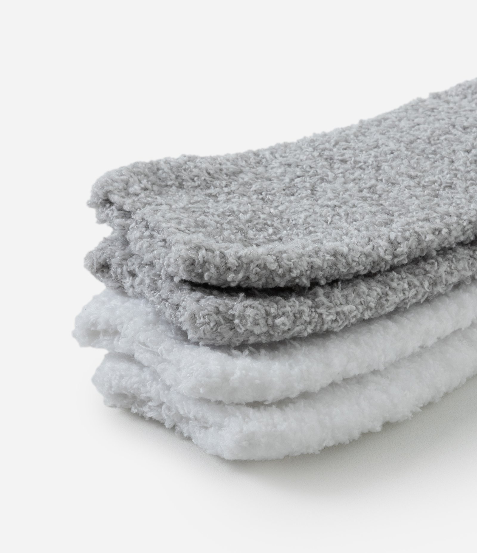 Kit 02 Meias Cano Alto em Chenille Cinza/Branco 4