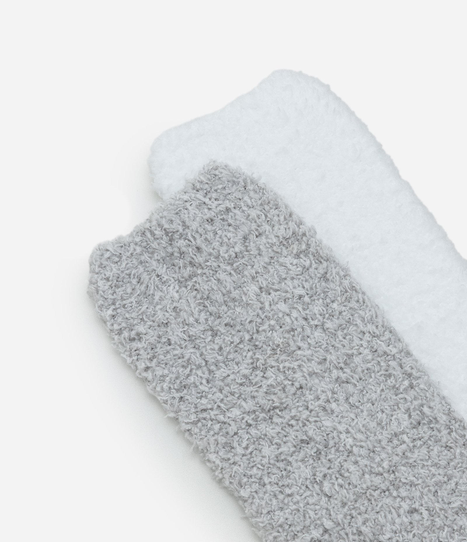 Kit 02 Meias Cano Alto em Chenille Cinza/Branco 5