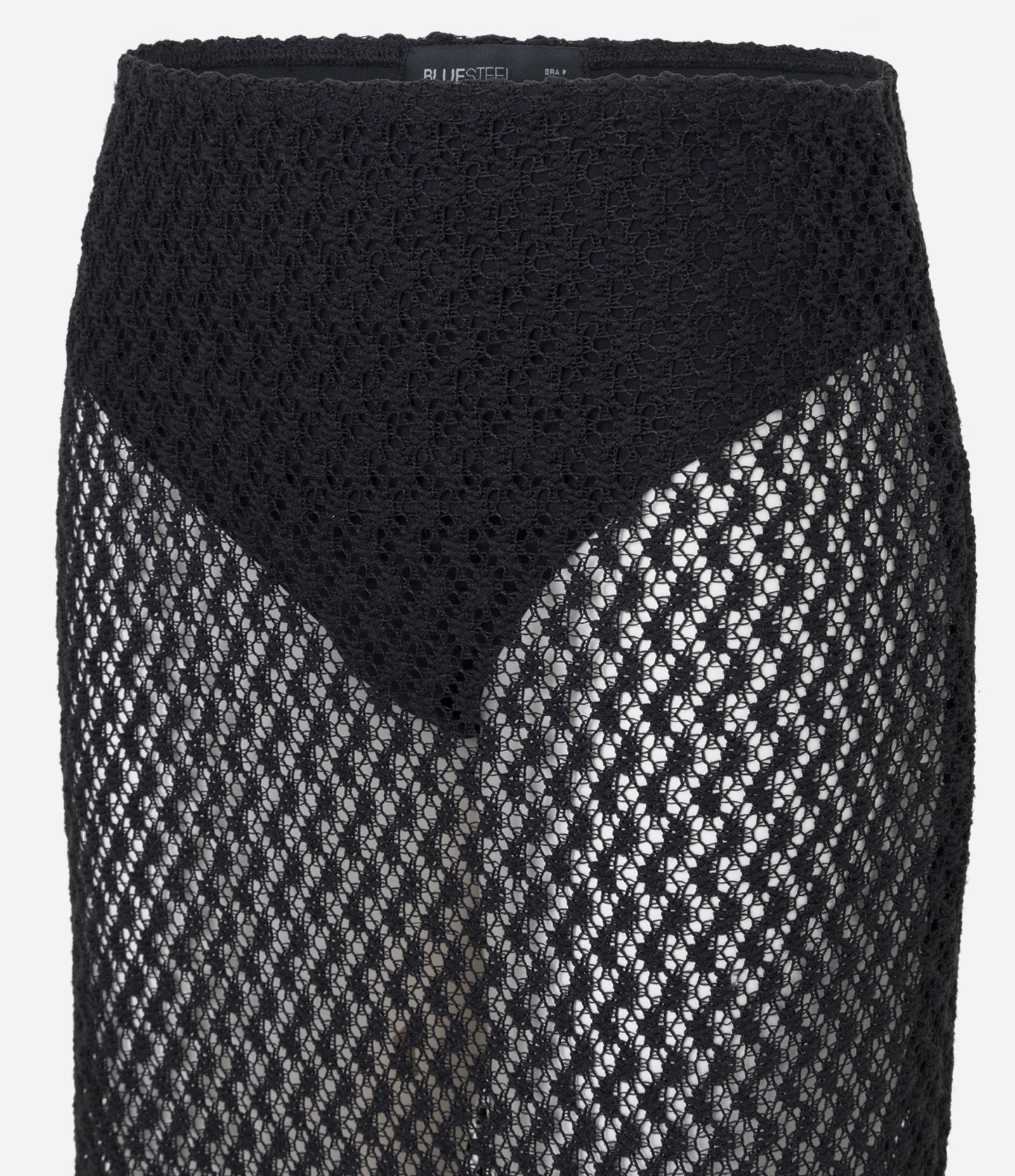 Saia New Midi em Tricô com Transparência e Forro Hot Pants Preto 9