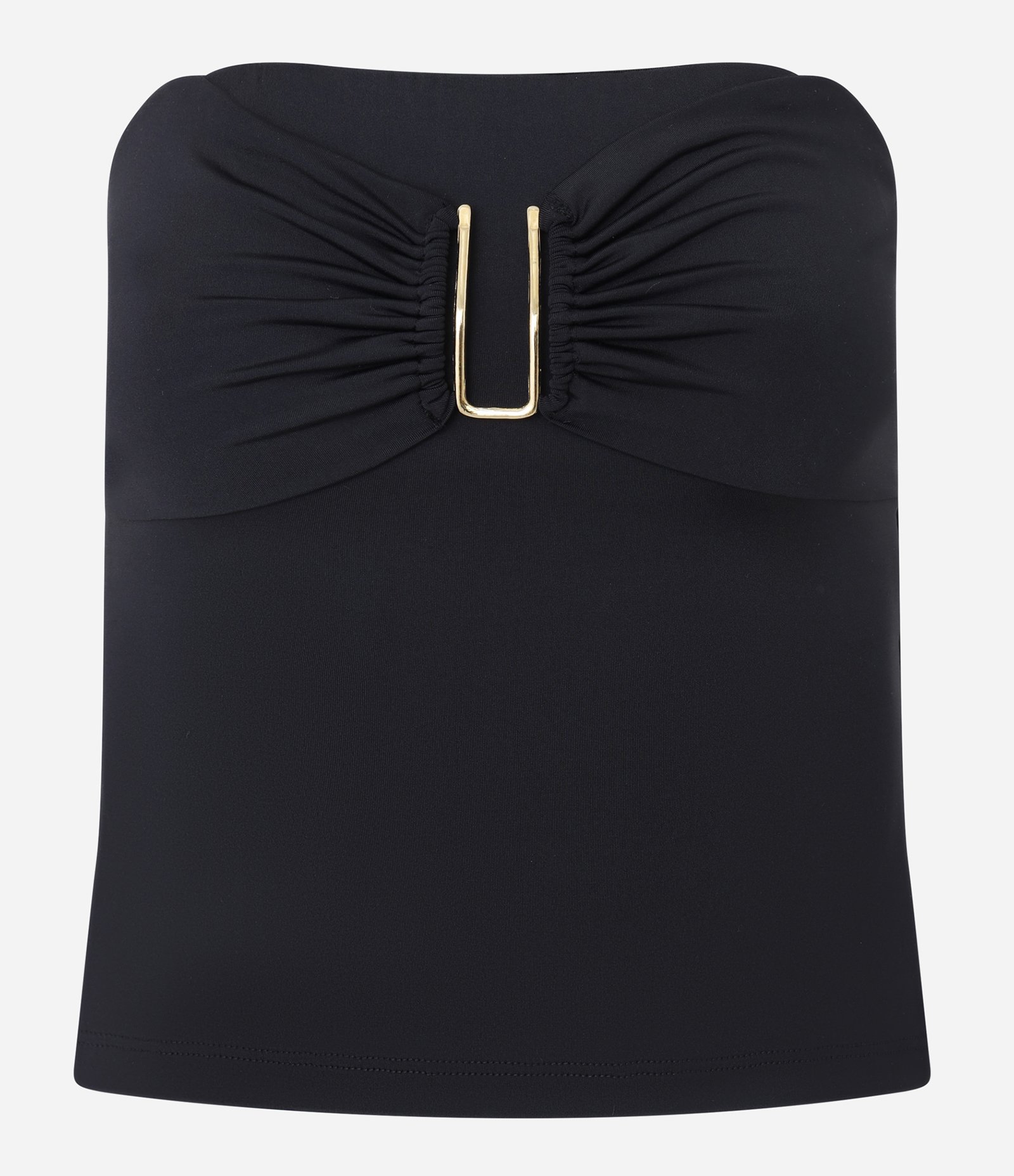 Blusa Tomara Que Caia em Microfibra com Detalhe Dourado Preto 4