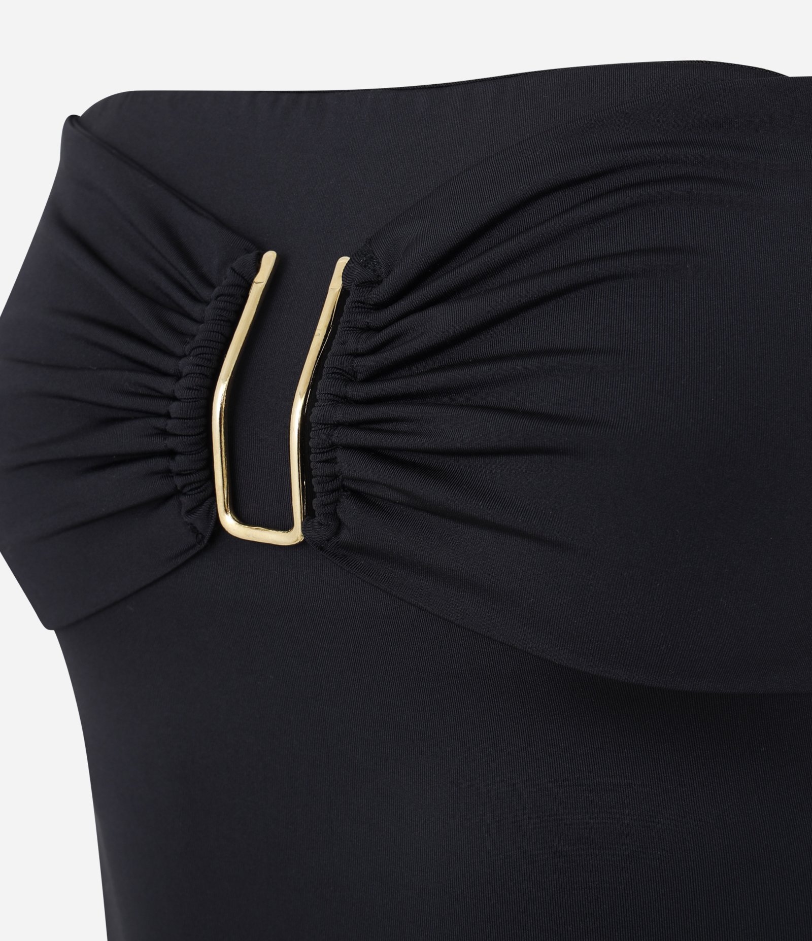 Blusa Tomara Que Caia em Microfibra com Detalhe Dourado Preto 5