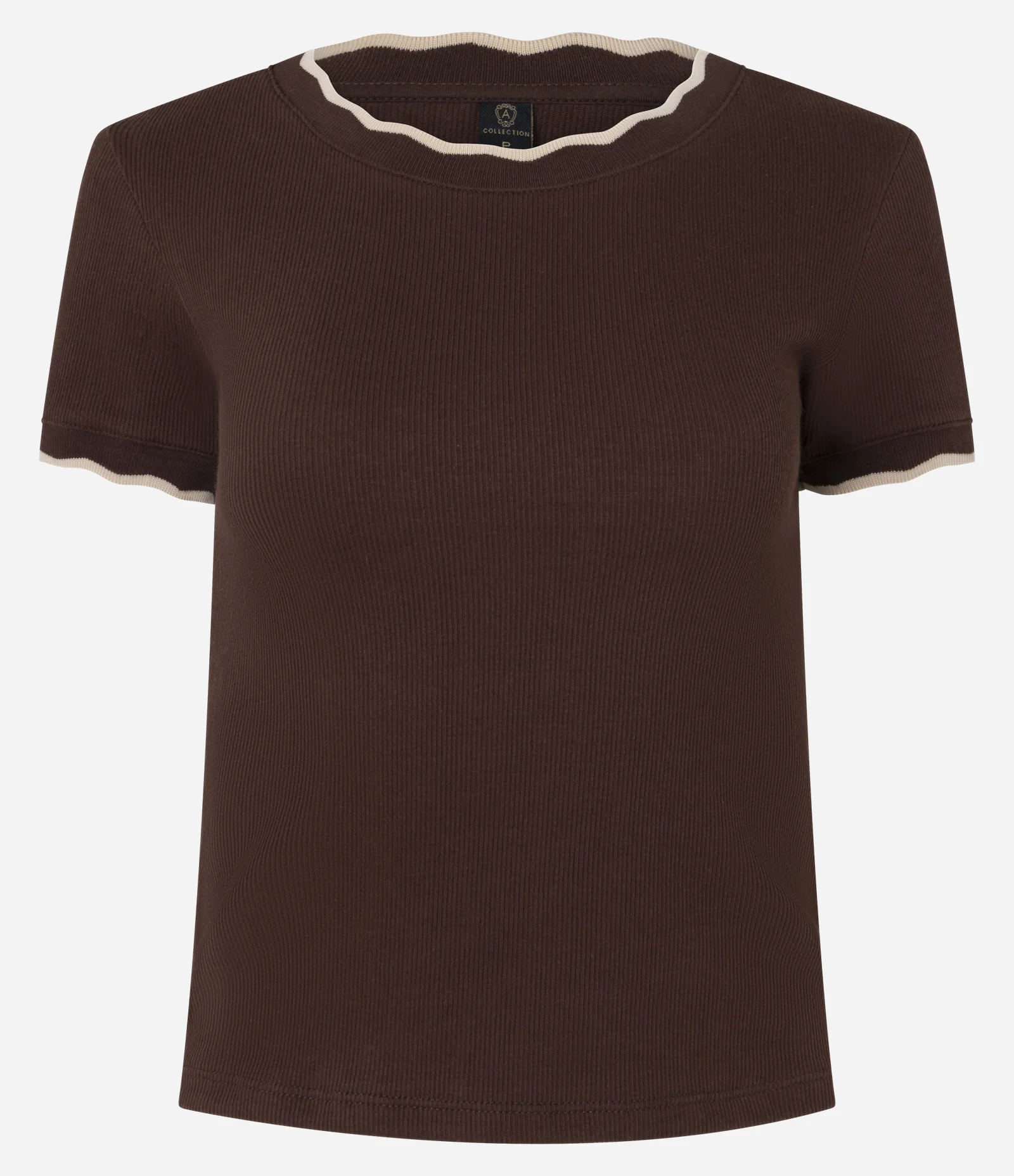 Blusa em Algodão com Gola e Manga Onduladas Marrom 6