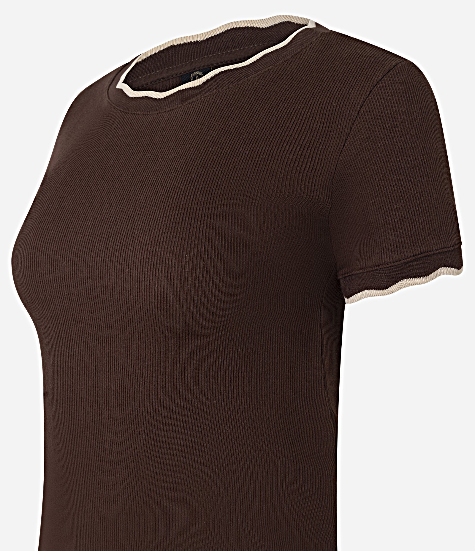 Blusa em Algodão com Gola e Manga Onduladas Marrom 7