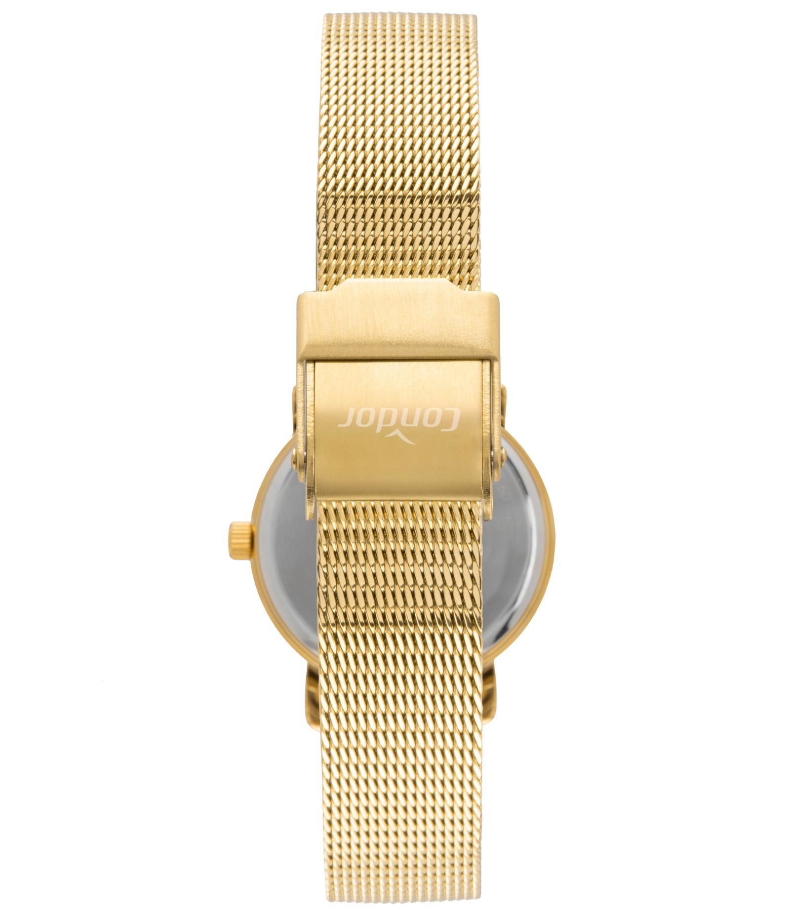 kit relogio Analógico Feminino com Caixa em Metal  e Pulseira em Aço Condor Dourado 3