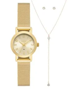 kit relogio Analógico Feminino com Caixa em Metal  e Pulseira em Aço Condor