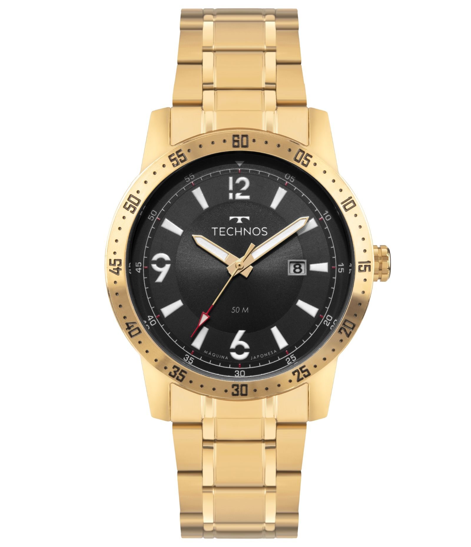 Relógio Analógico Masculino com Caixa em Aço e Pulseira em Aço Technos Dourado 1