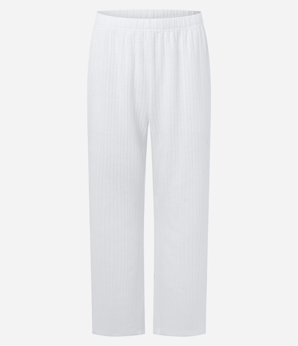 Pijama em Tricô com Zíper e Bordado no Peito Branco