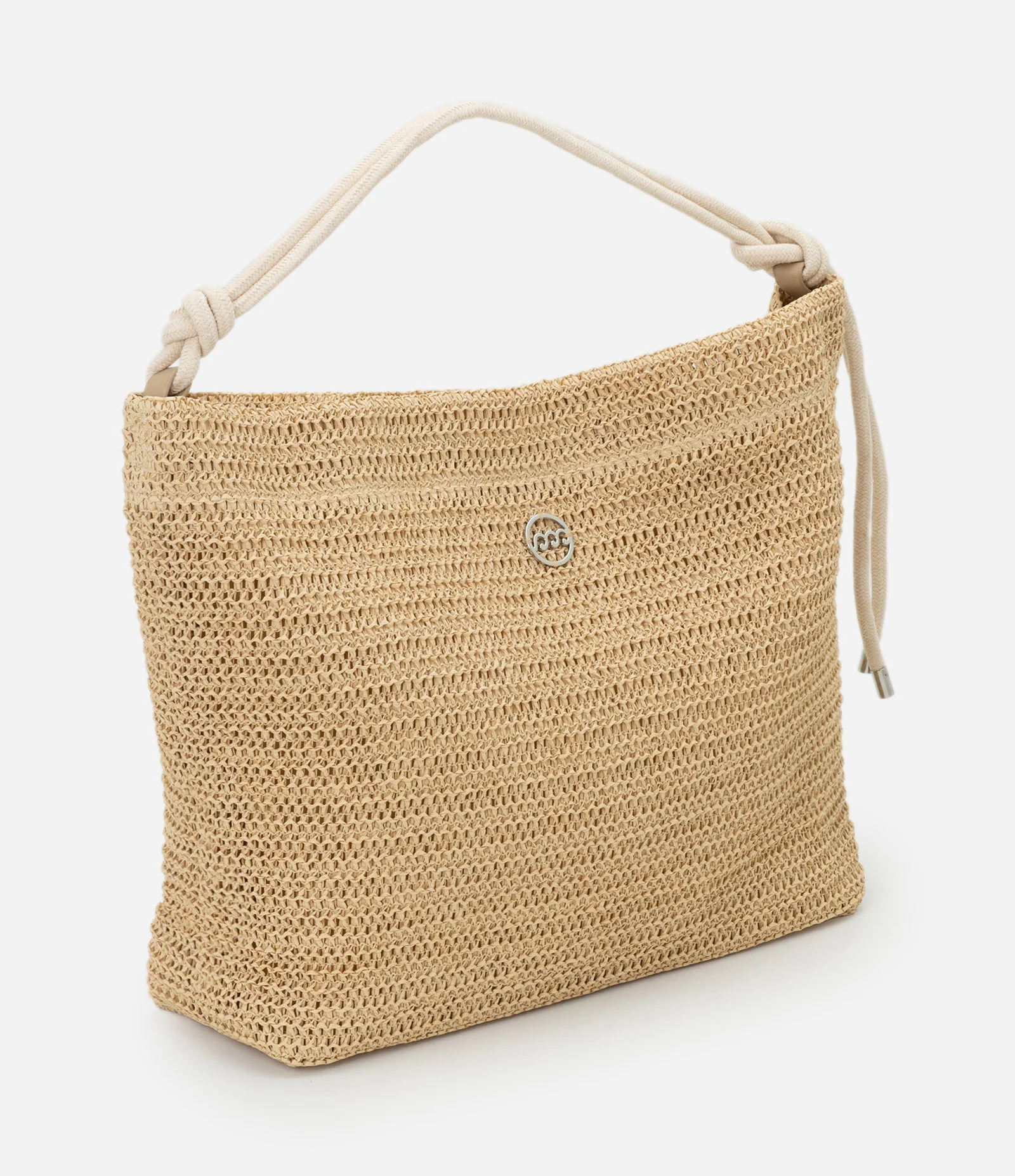Bolsa de Praia em Palha com Alça de Corda Bege 2