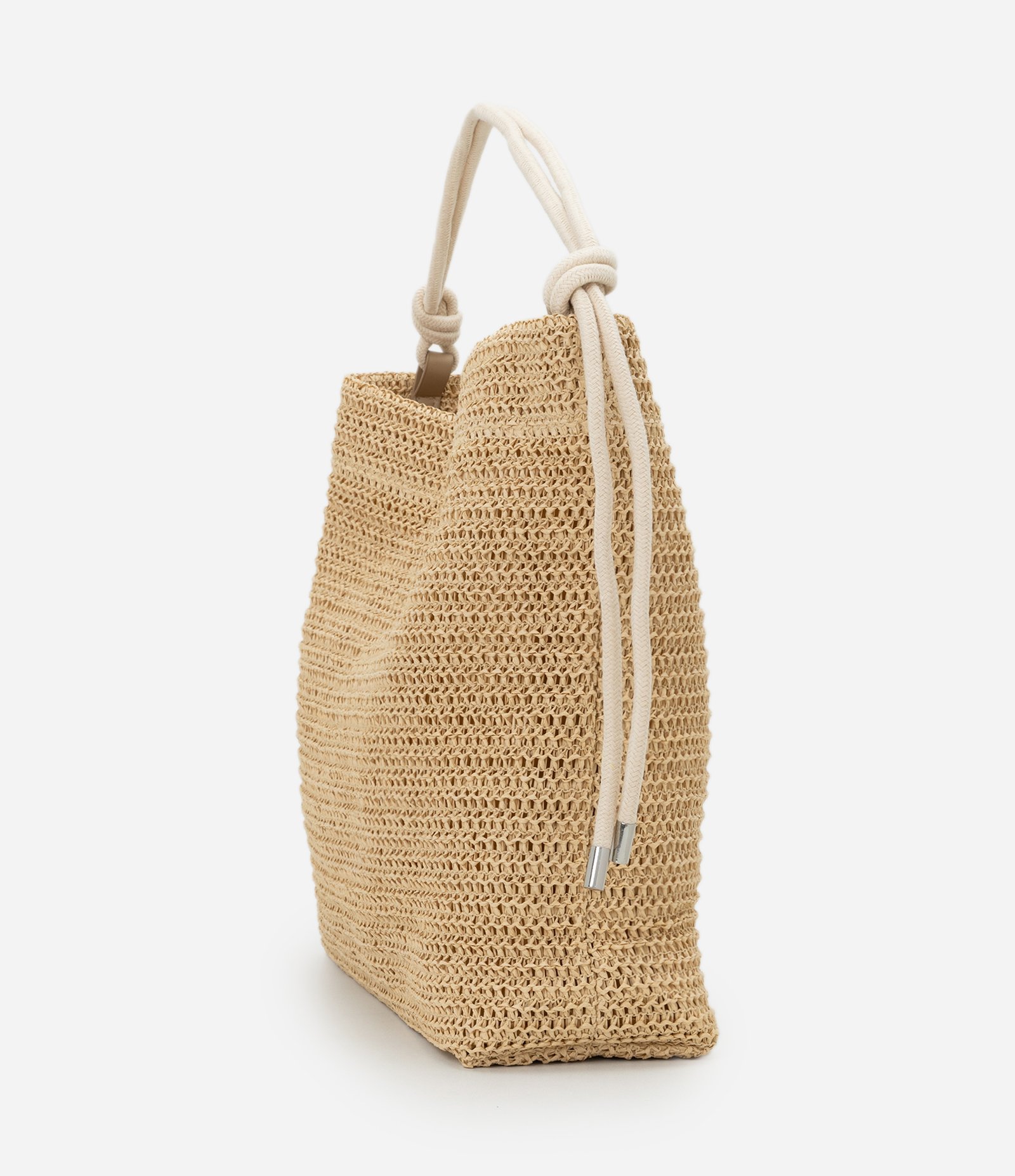 Bolsa de Praia em Palha com Alça de Corda Bege 7
