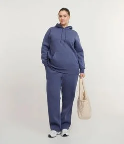 Calça Esportiva em Moletom com Felpa Curve & Plus Size
