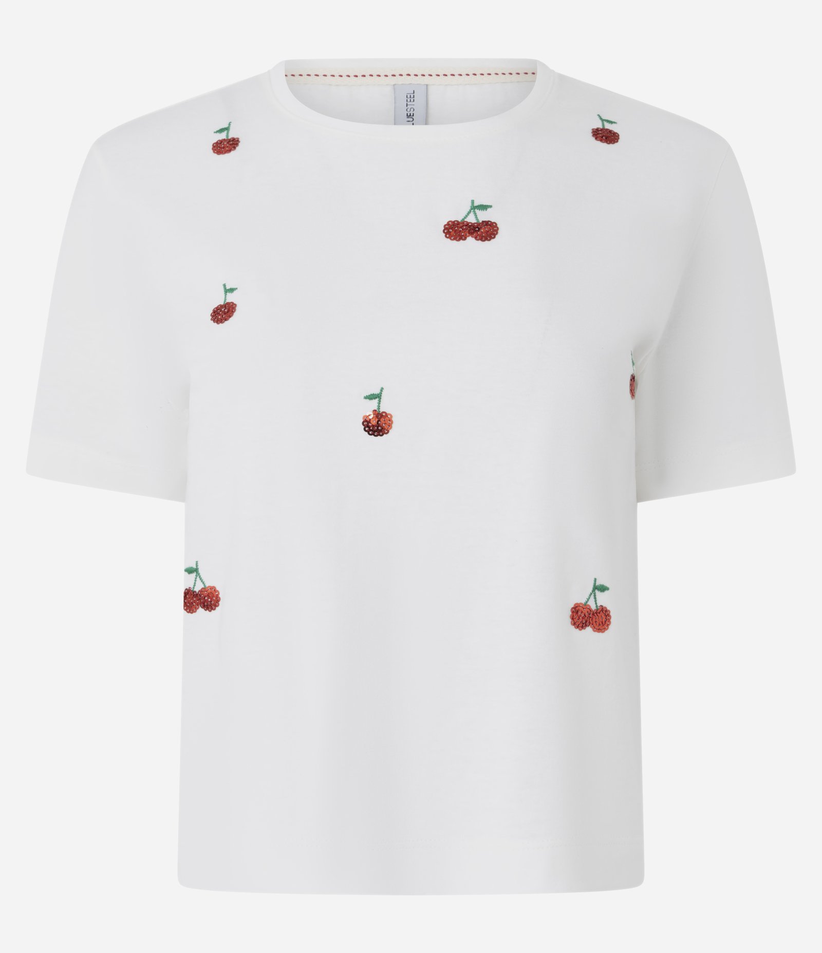 Camiseta T-shirt em Algodão com Cereja Bordada Branco 1