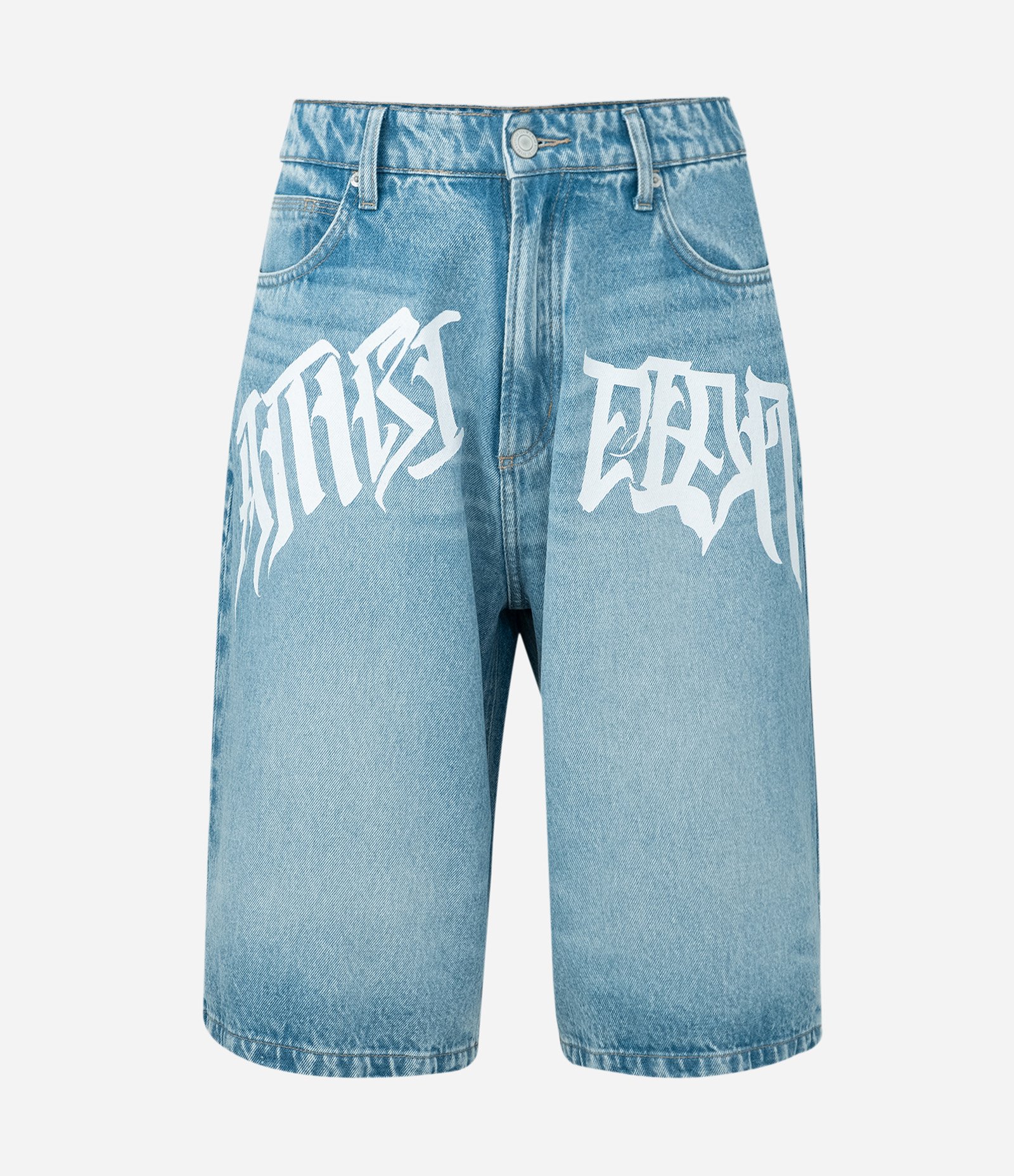 Bermuda Baggy Relaxed em Jeans com Estampa Lettering Azul 4