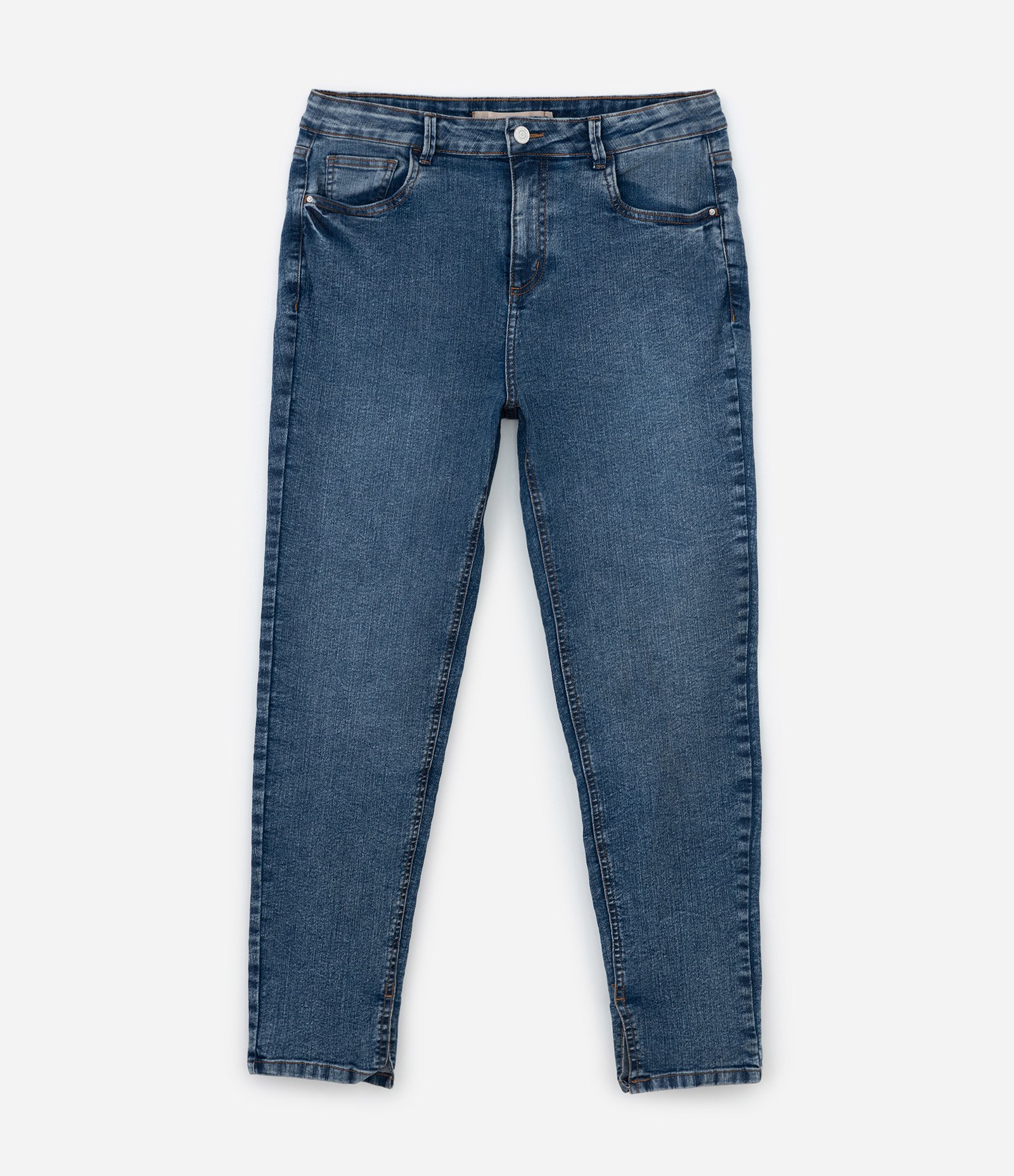 Calça Skinny em Jeans com Elastano e Abertura na Barra Azul 6