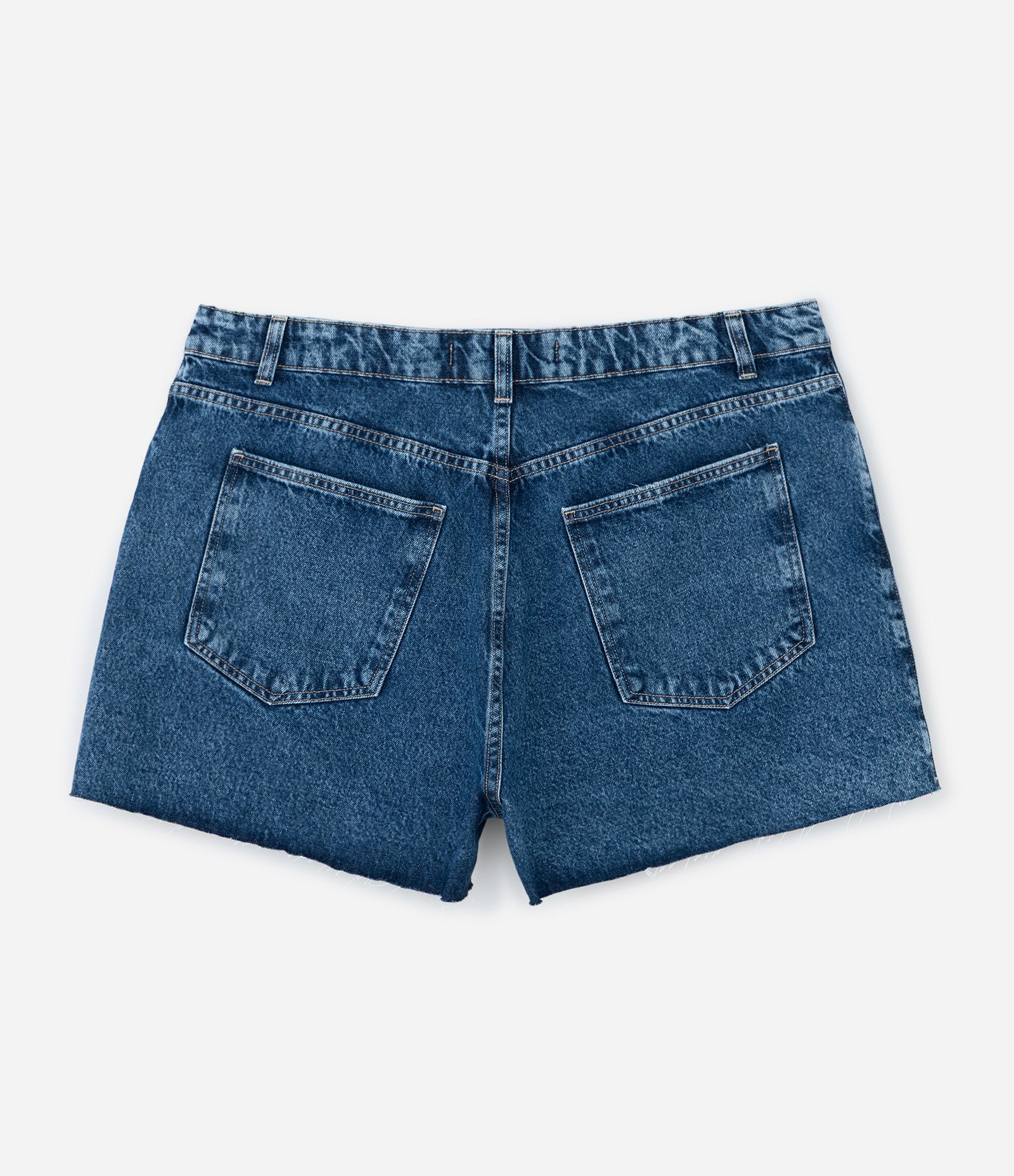 Short Jeans Mom com Barra a Fio e Bordado Caju Curve & Plus Size Azul 8